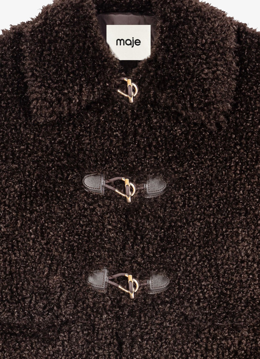Maje Jas van teddy - detail 2 donkerbruin