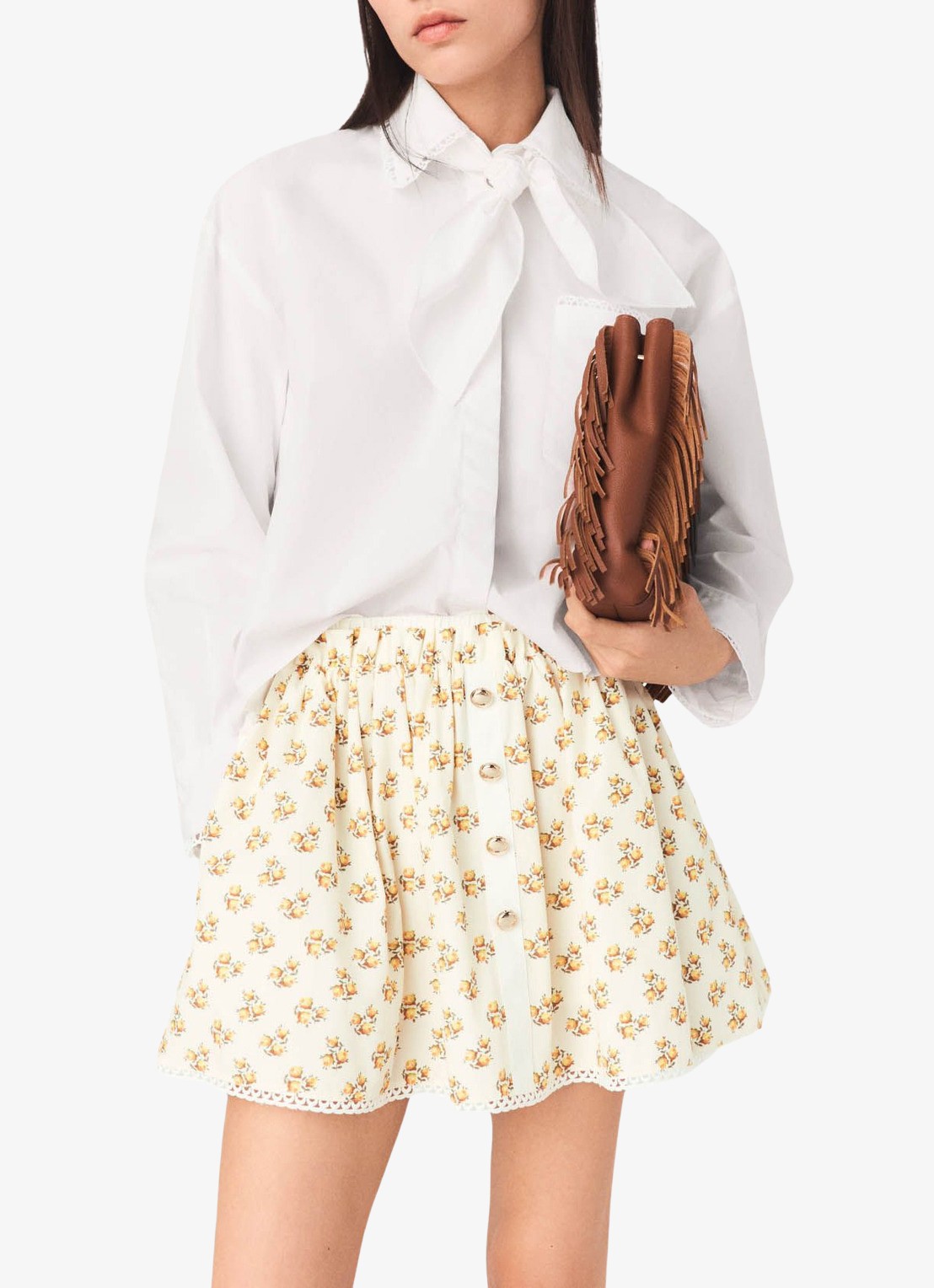 Maje Jazalera mini rok met print - voorkant 2 geel