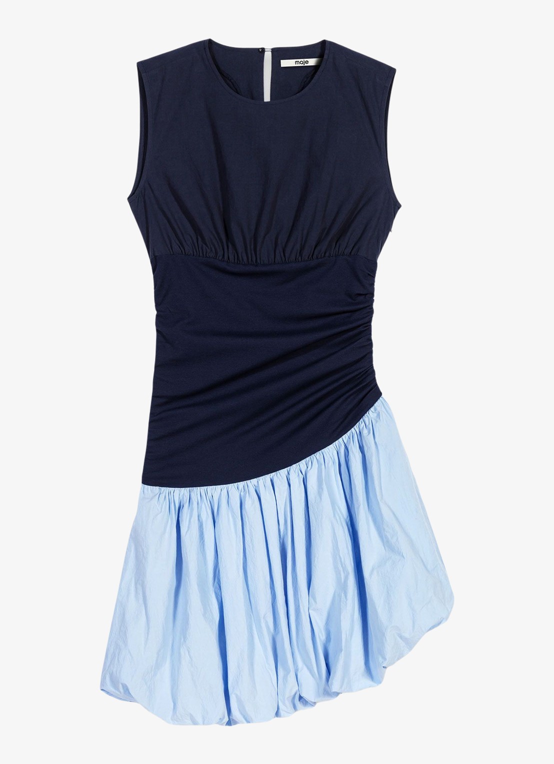 Maje Jersey en katoen mix jurk - voorkant 7 donkerblauw
