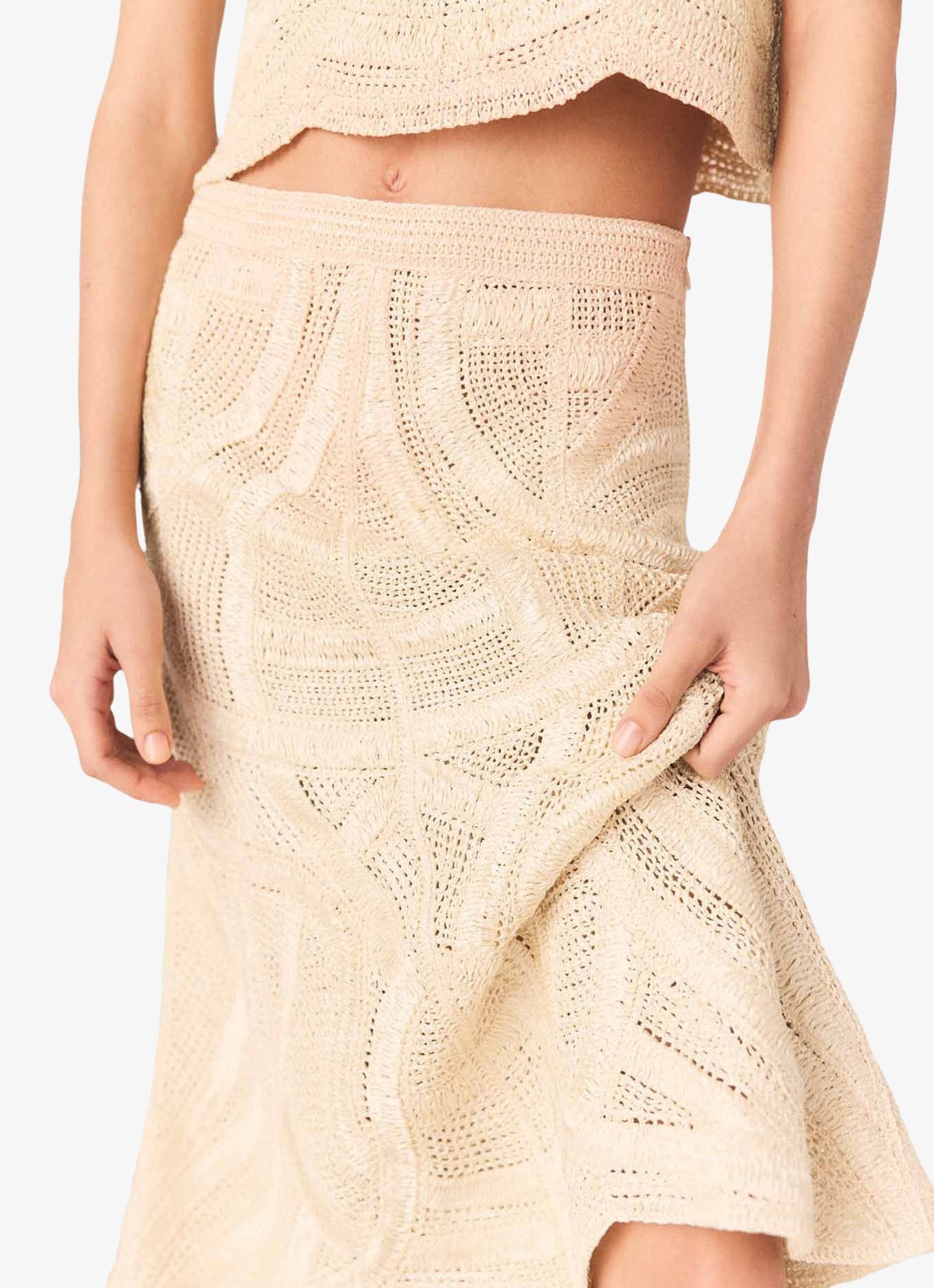 Maje Jight midi rok met borduring - detail 7 beige