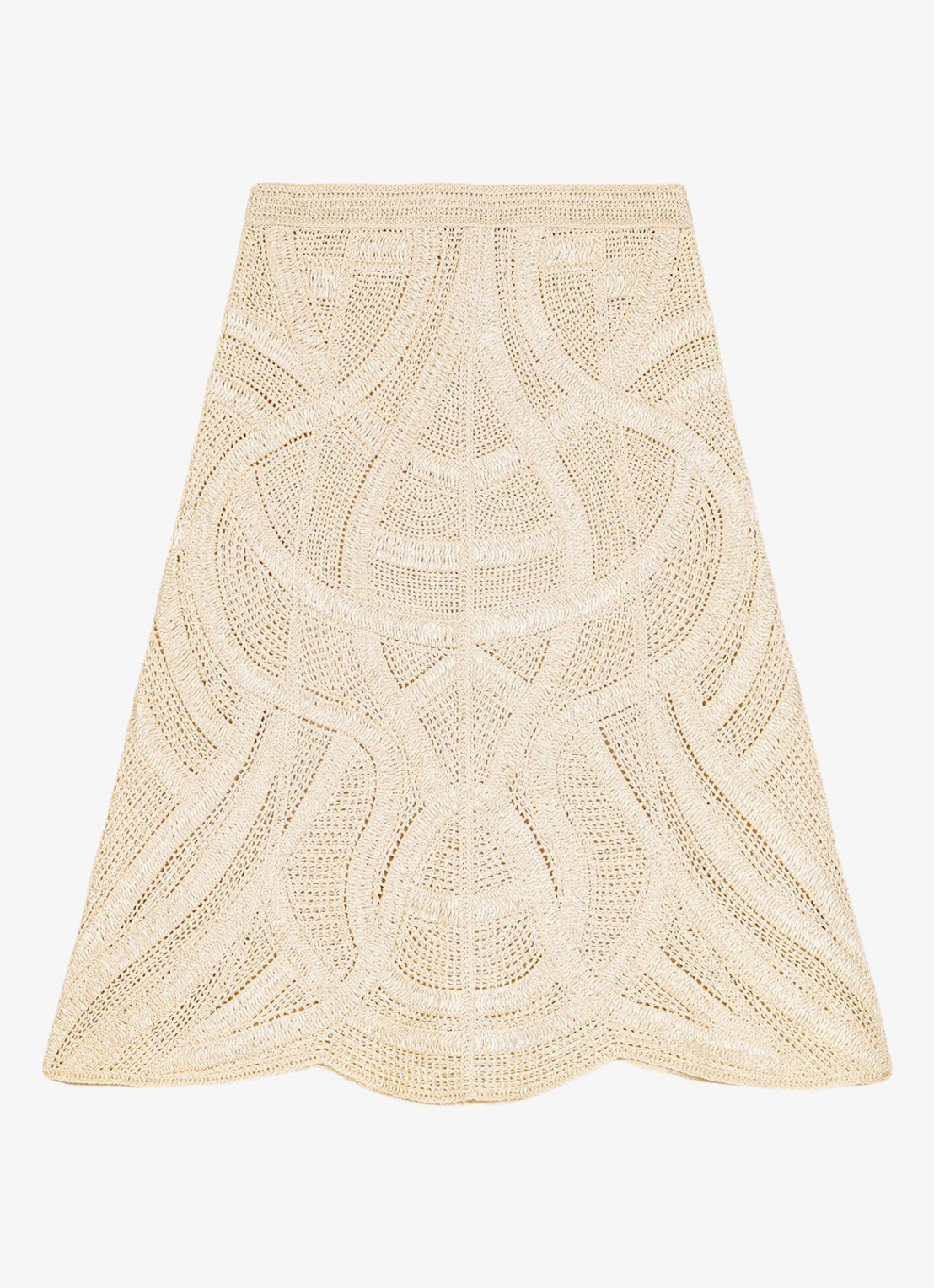 Maje Jight midi rok met borduring - voorkant beige