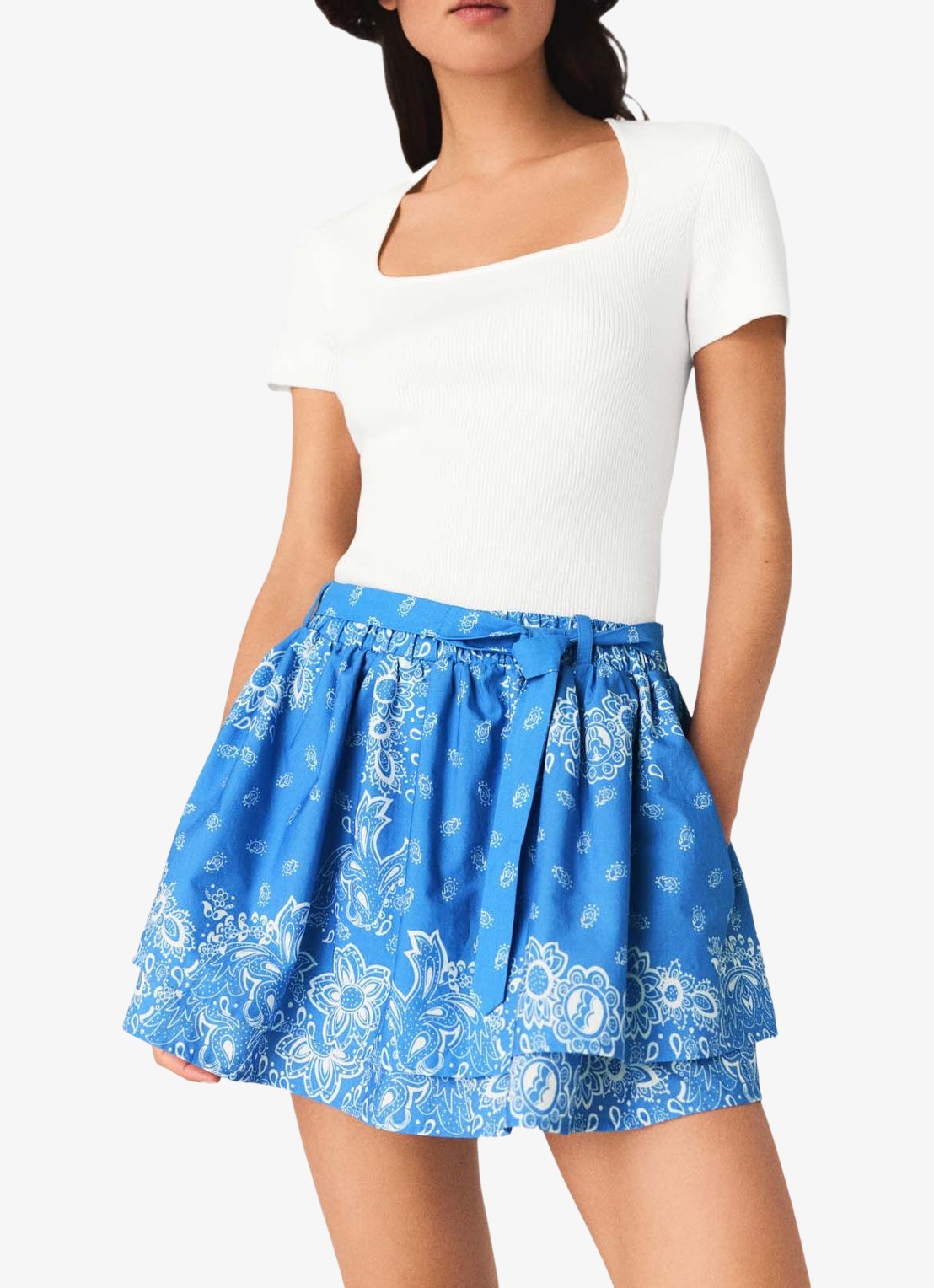 Maje Jinabo minirok met print en strikceintuur - detail 4 roze