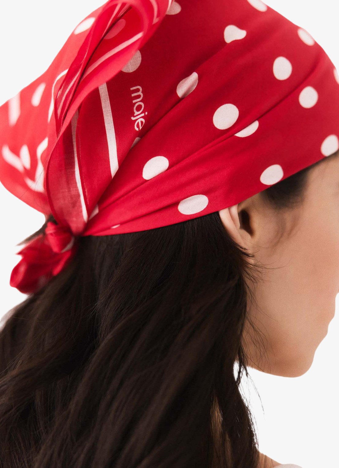 Maje Katoenen bandana met stippen - detail 3 rood