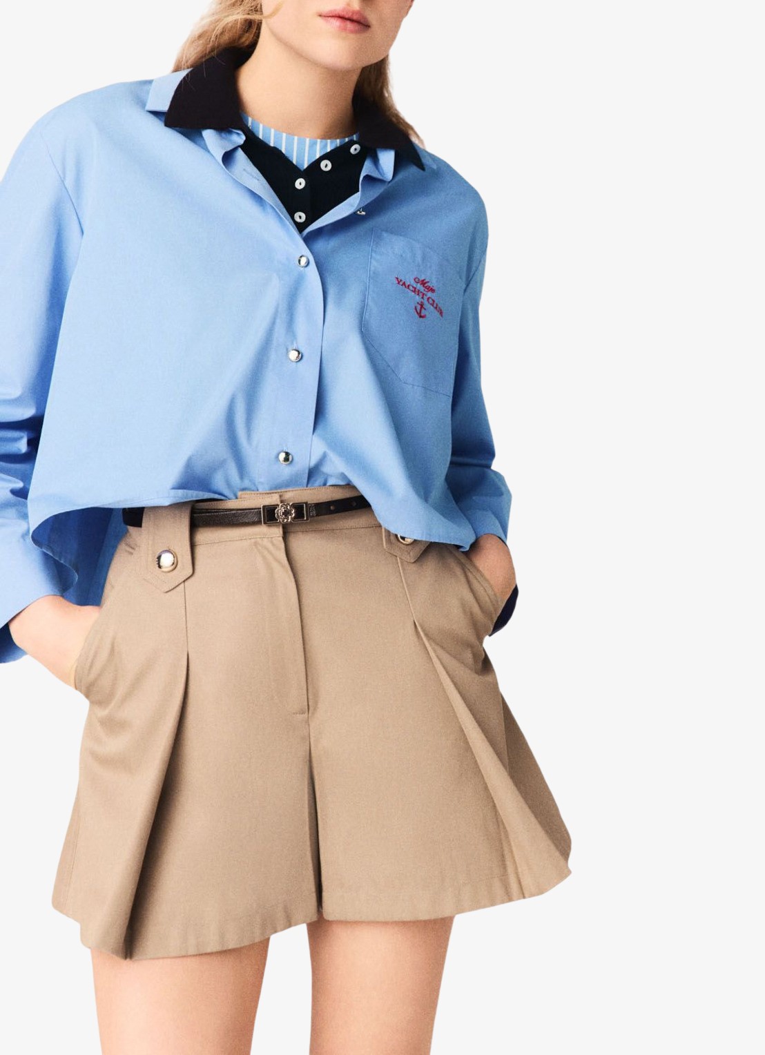 Maje Korte broek met plooien - detail 2 beige