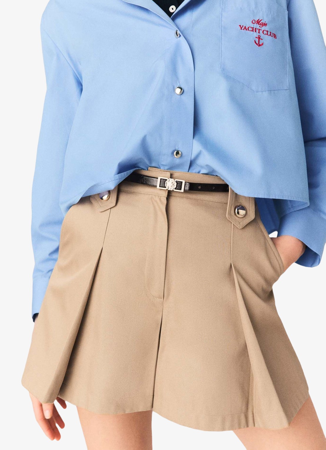 Maje Korte broek met plooien - detail 6 beige