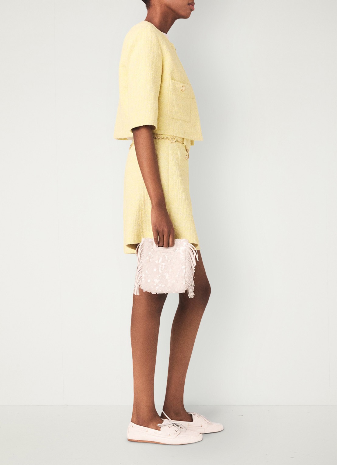 Maje korte broek met tweed-look - detail 7 lichtgeel