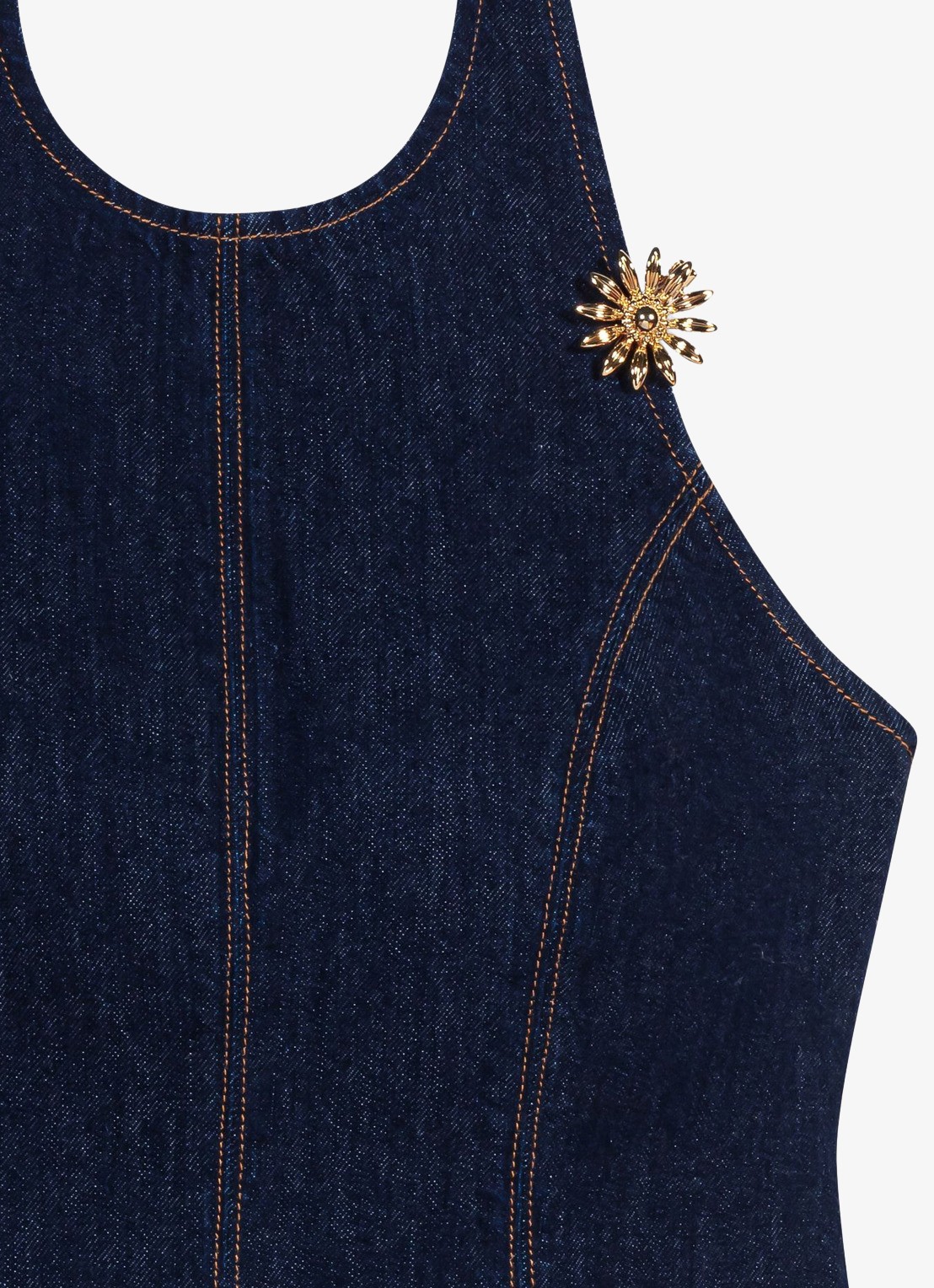 Maje Korte denim jurk met broche - detail 6 donkerblauw