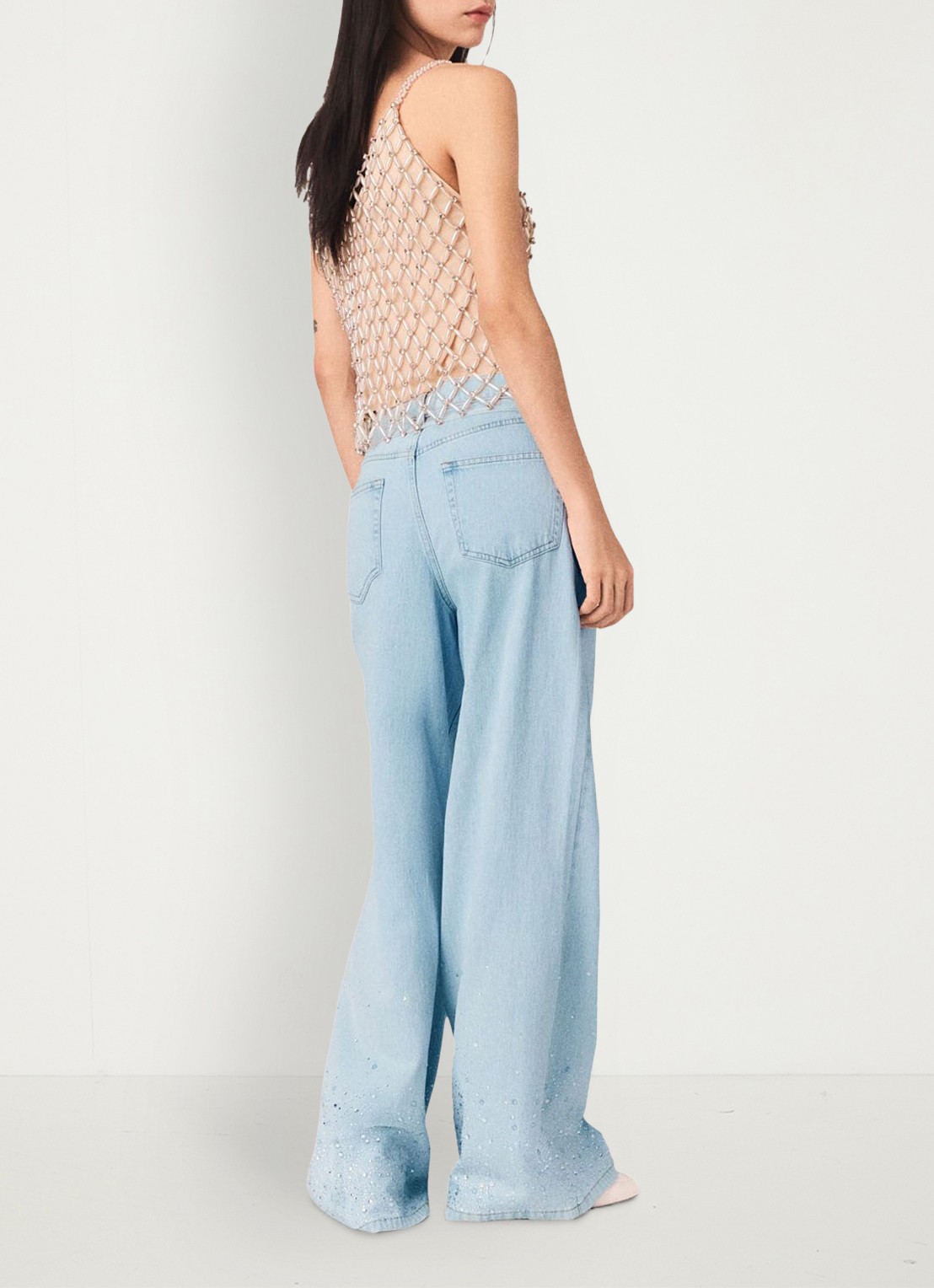Maje Lakoya top met kralendecoratie - achterkant beige