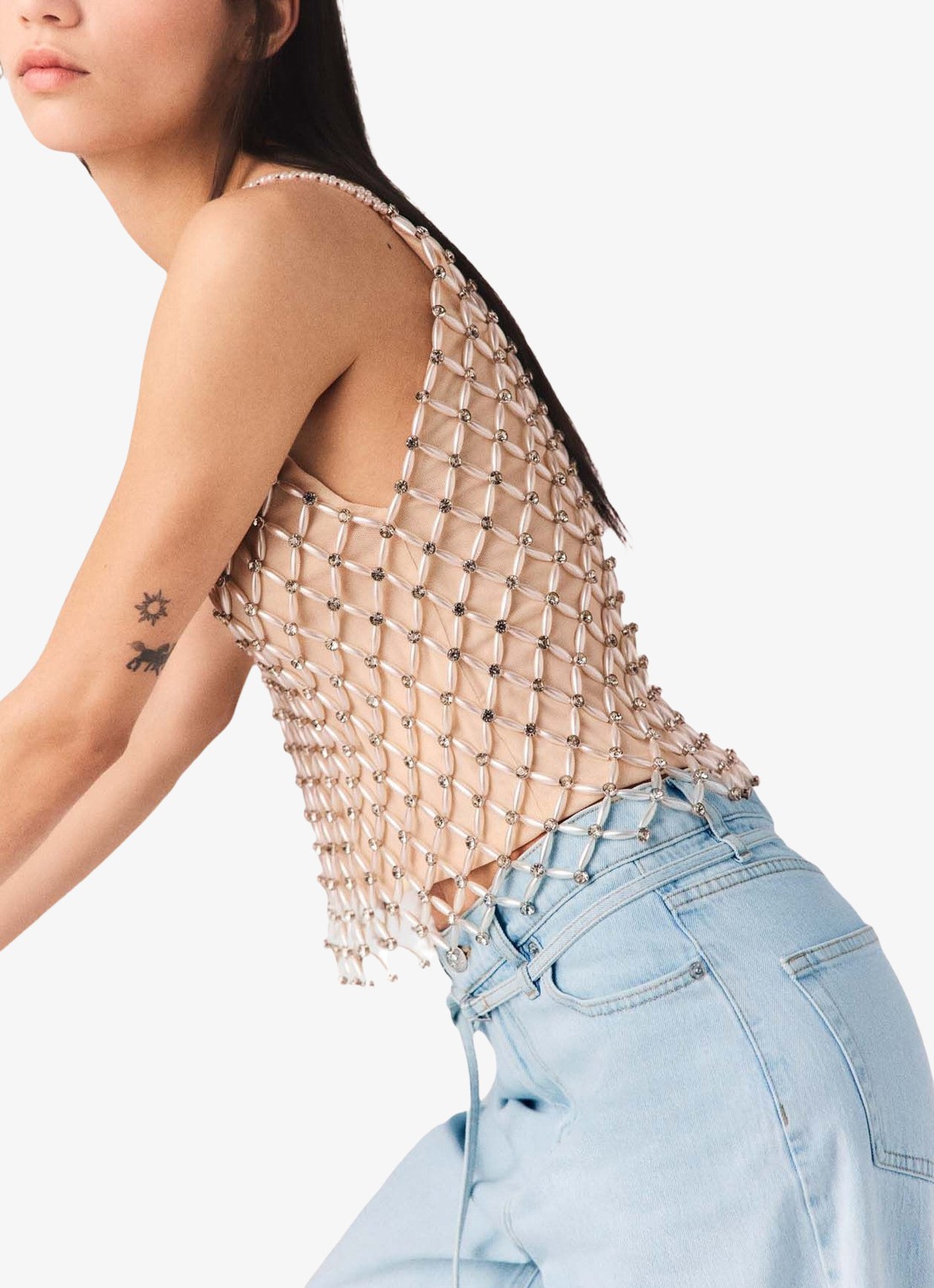 Maje Lakoya top met kralendecoratie - detail 5 beige