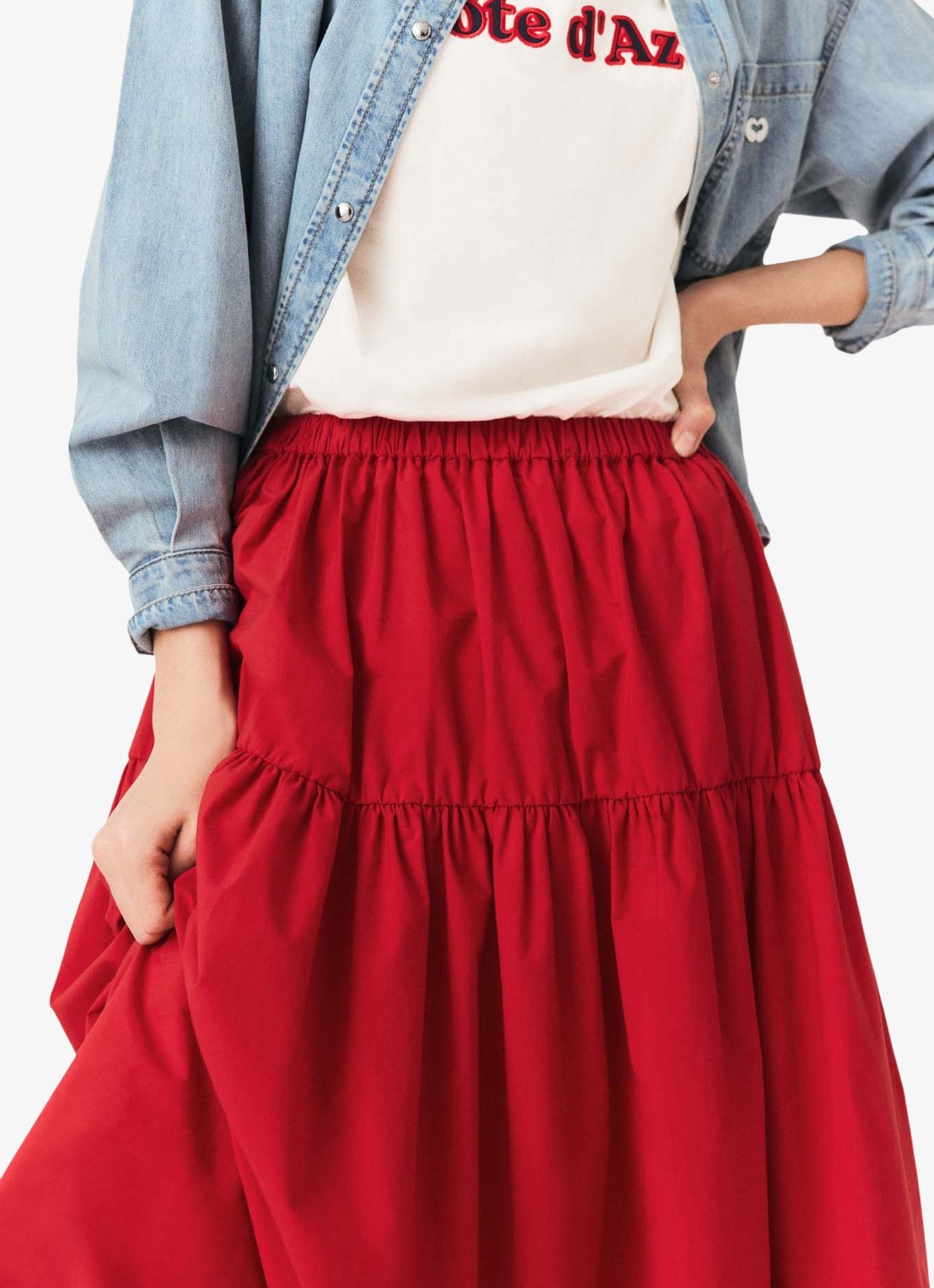 Maje Lange geplooide rok - detail 4 rood