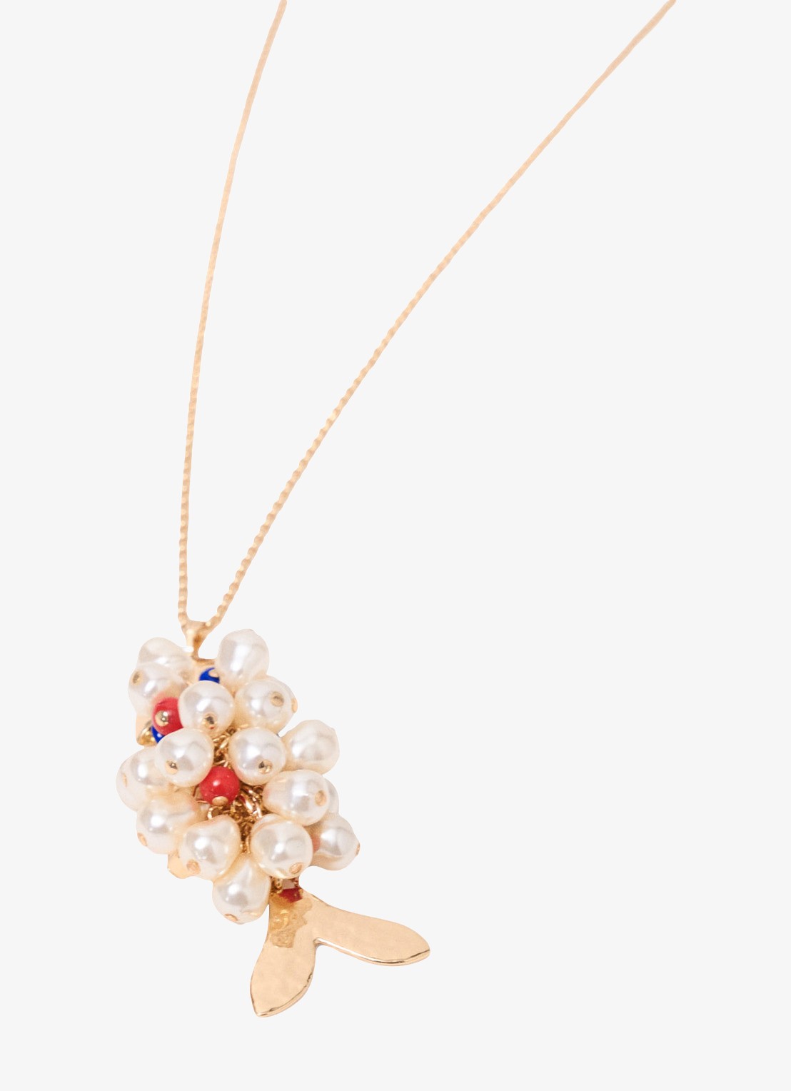 Maje Lange kralenhalsketting met vis - detail 3 goud