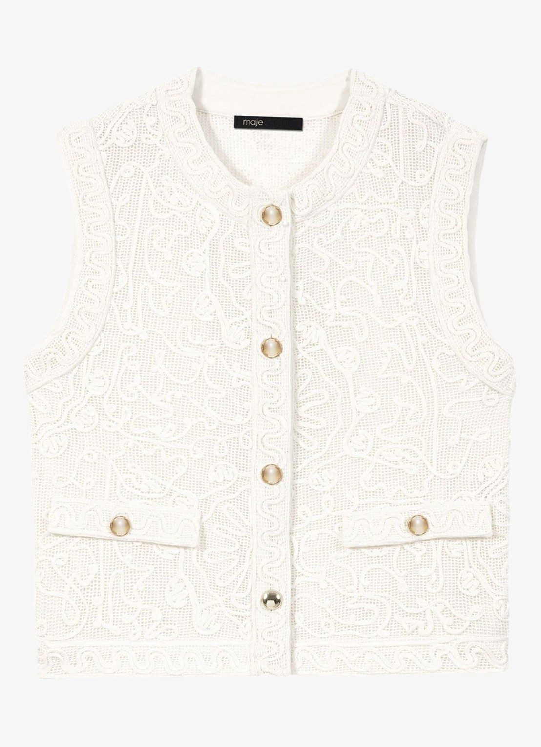 Maje Laros top met borduring - voorkant 4 beige