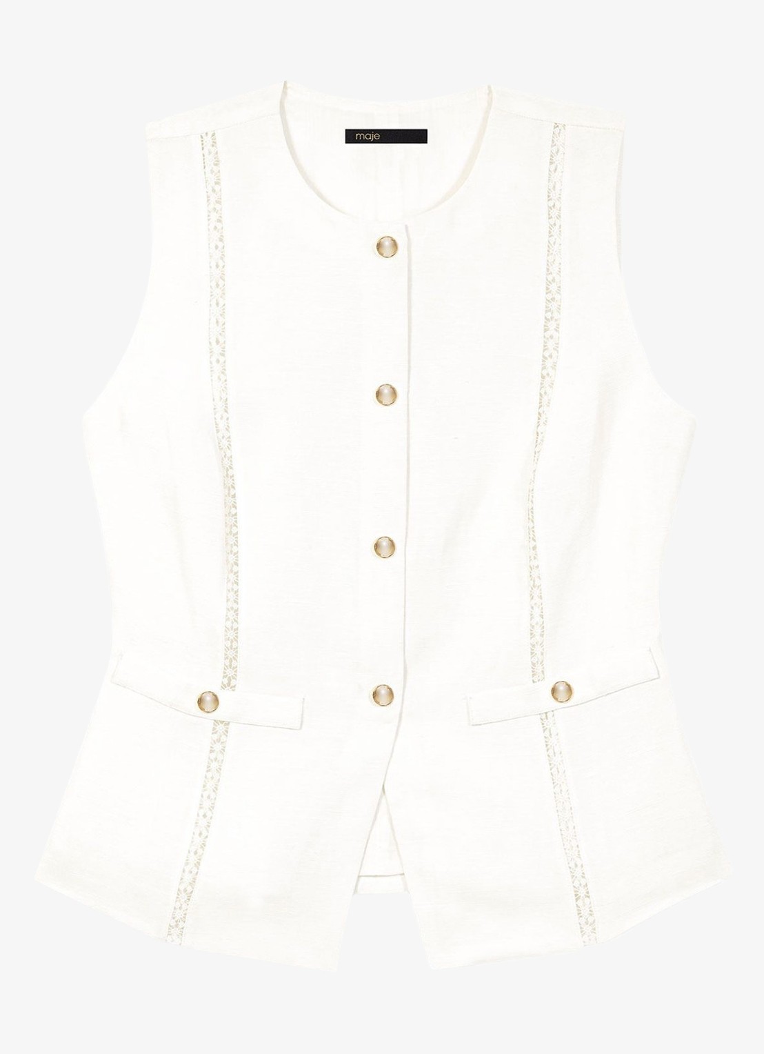 Maje Leena gilet in linnenblend - voorkant wit