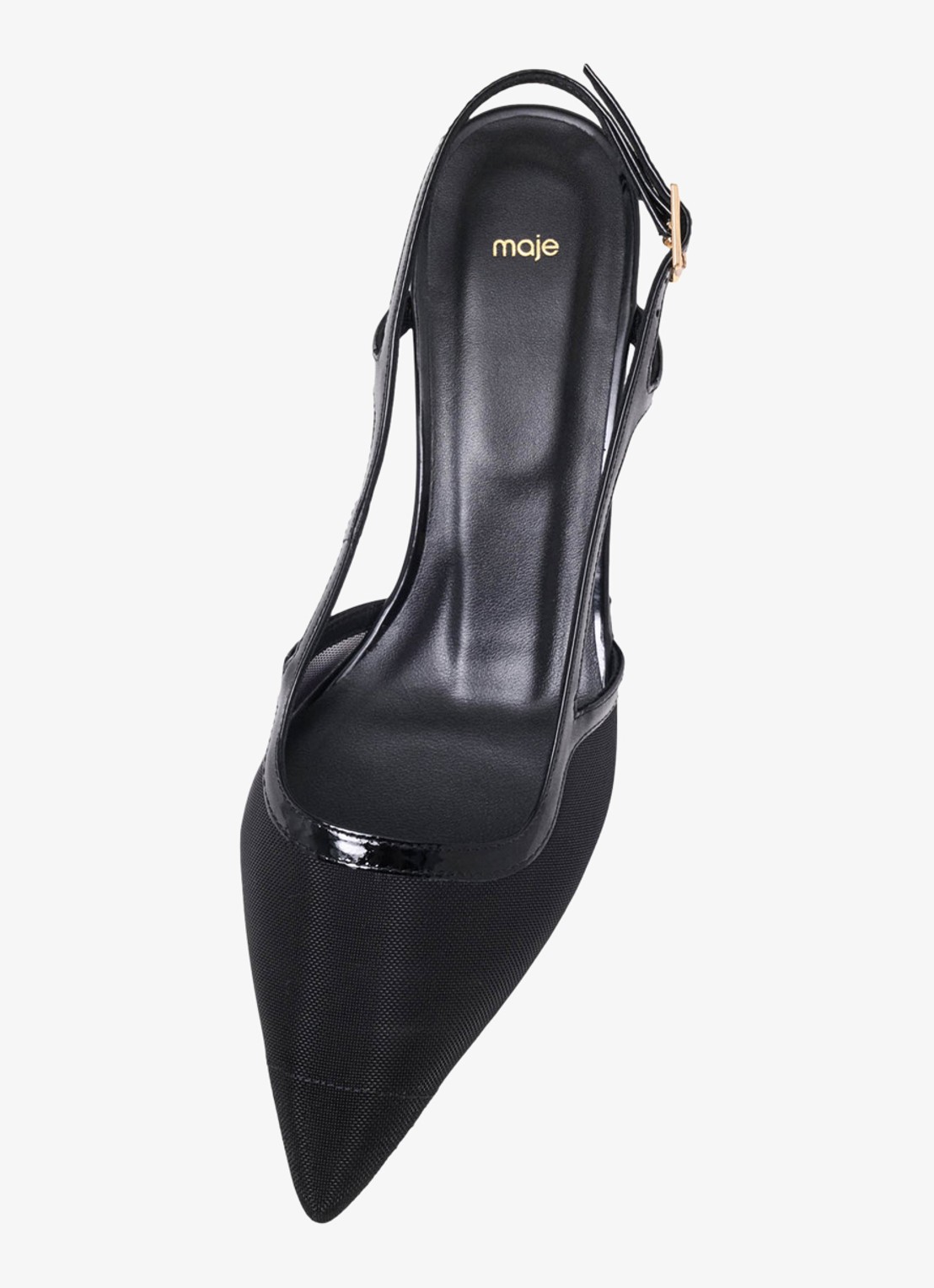 Maje Leren en mesh slingbacks - detail 4 jeans