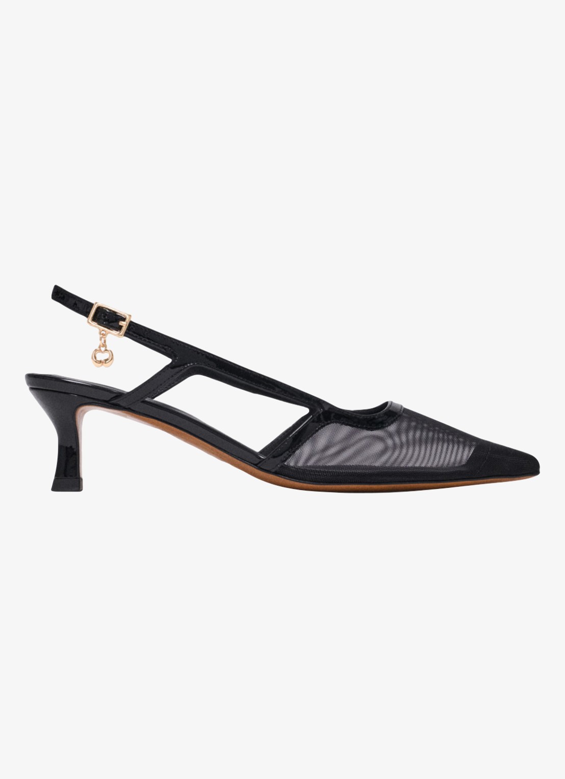 Maje Leren en mesh slingbacks - voorkant 6 jeans