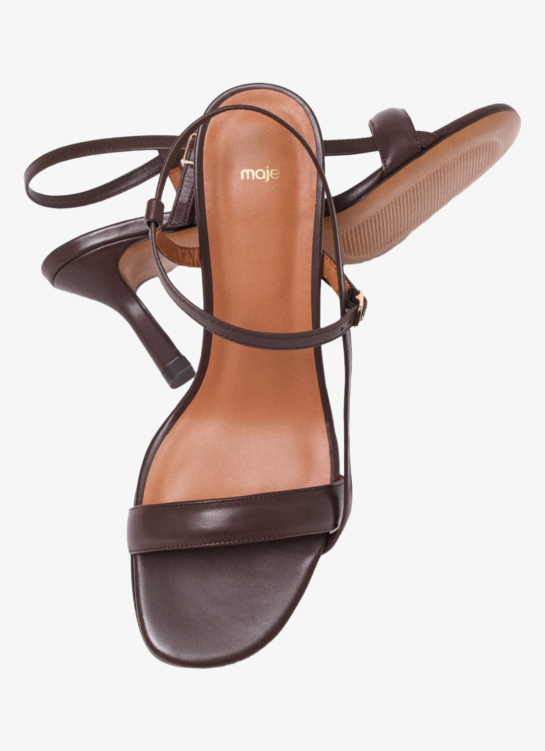 Maje Leren sandalen met bandjes - achterkant 8 bruin