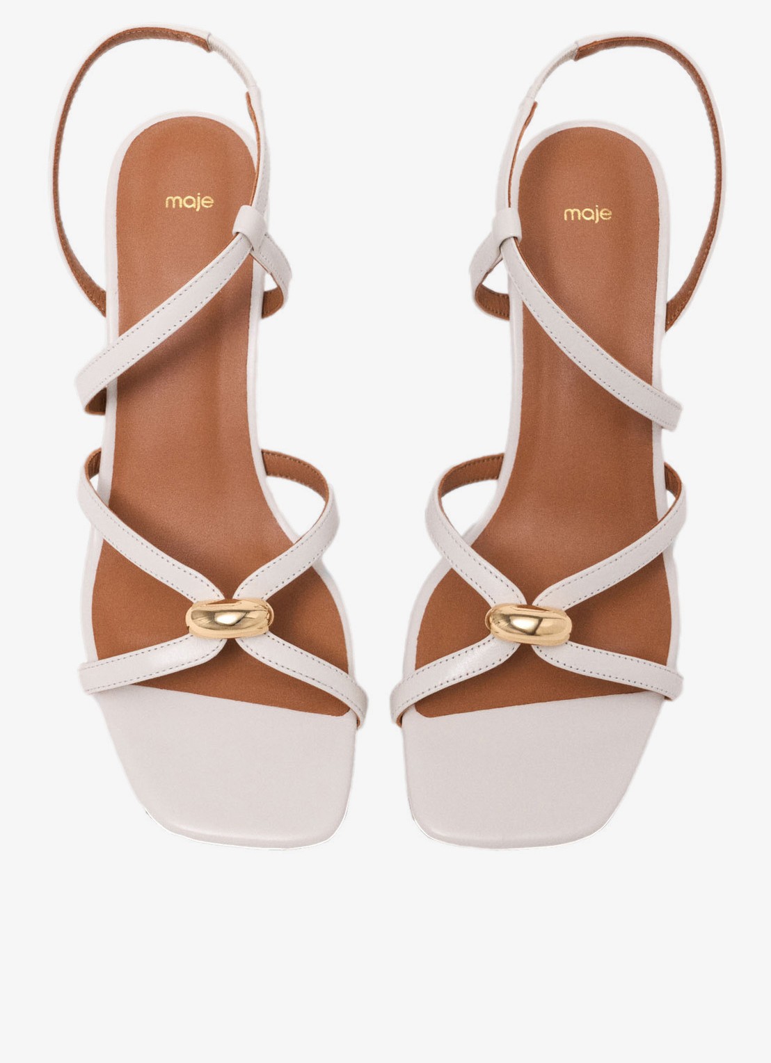 Maje Leren sandalen met meerdere bandjes - detail 6 beige