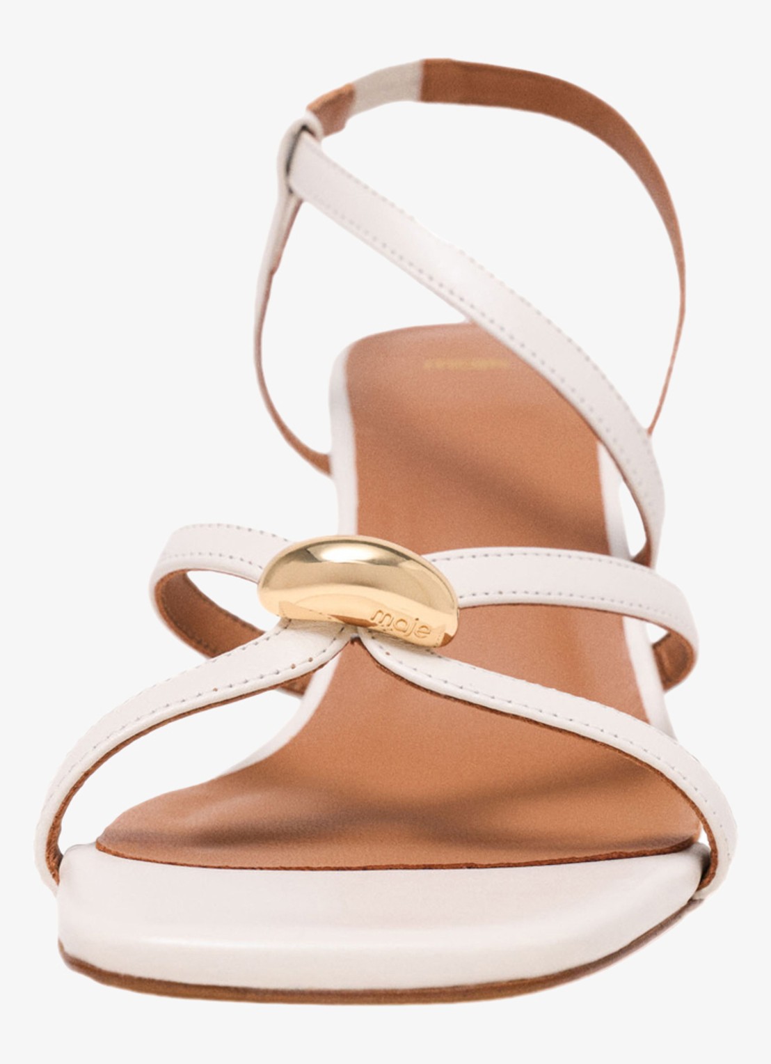 Maje Leren sandalen met meerdere bandjes - detail 8 beige