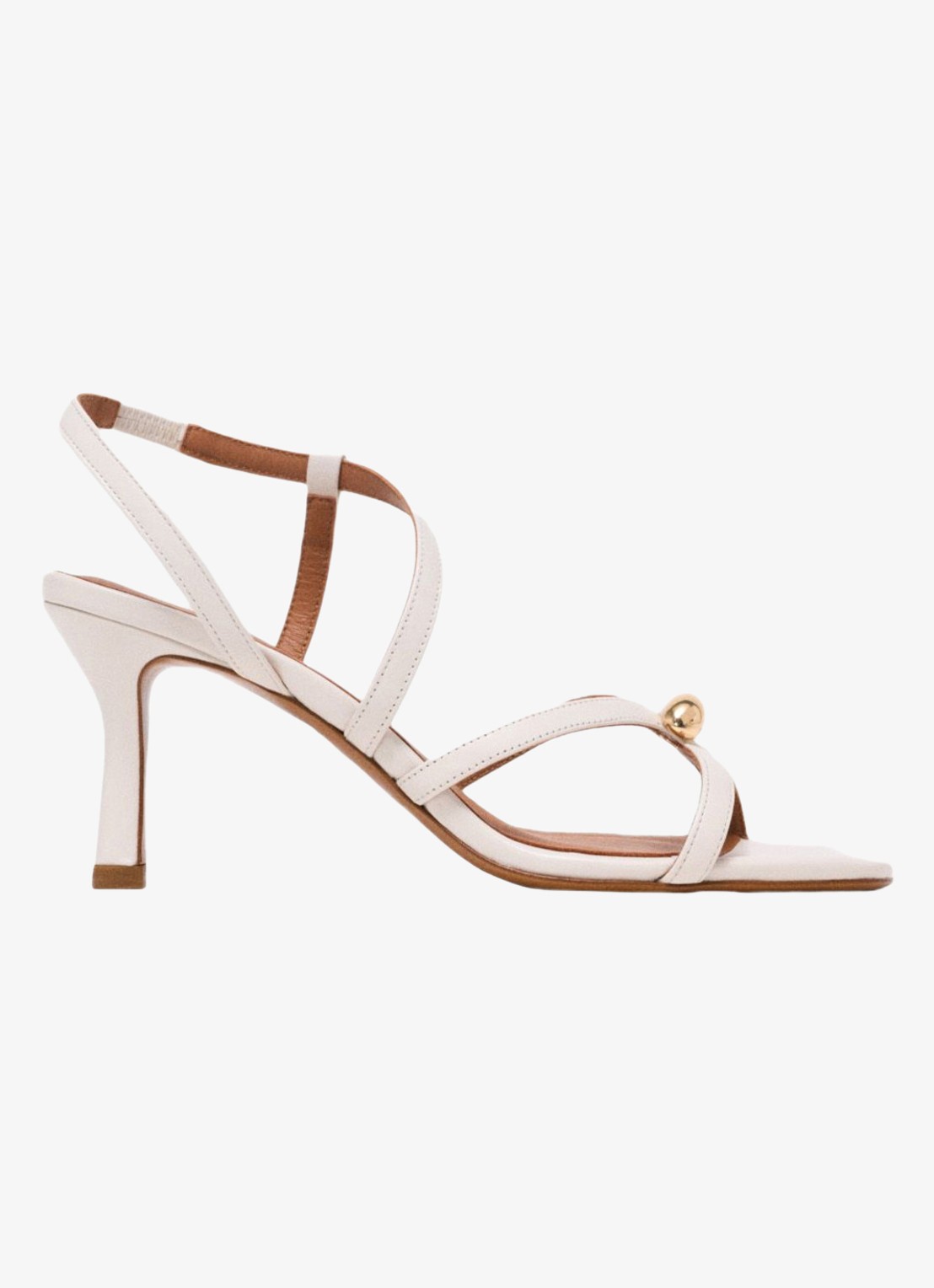Maje Leren sandalen met meerdere bandjes - voorkant 2 beige