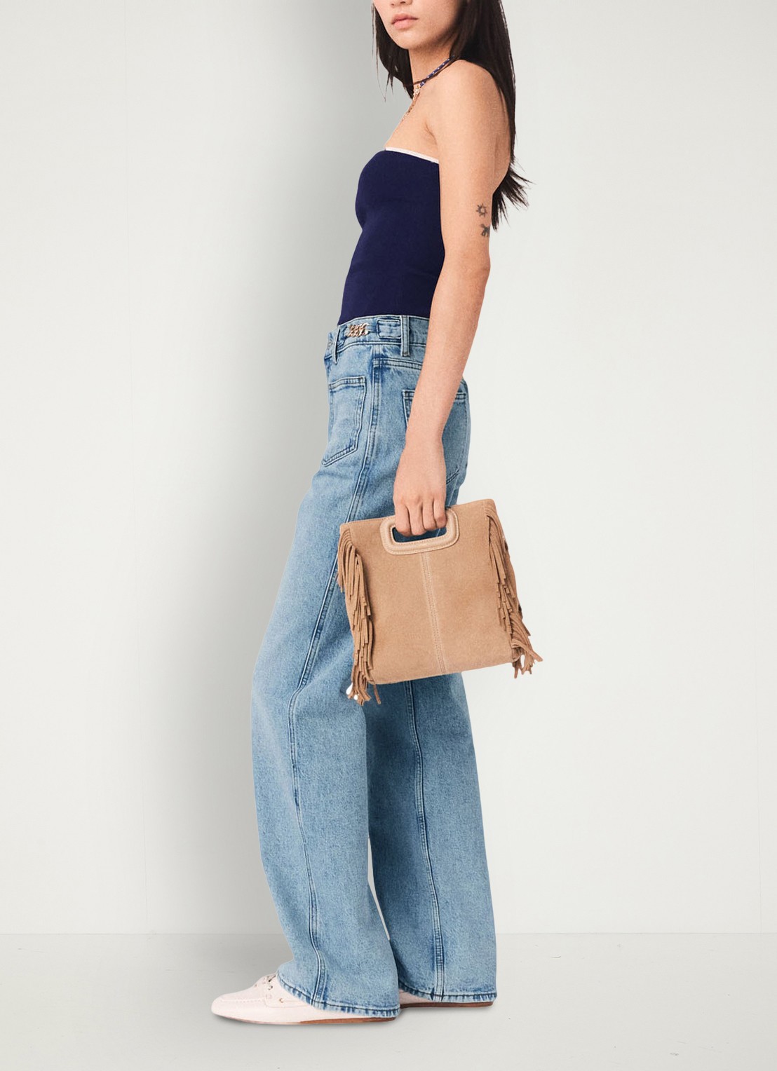 Maje Lilose strapless top met logo - detail 5 donkerblauw