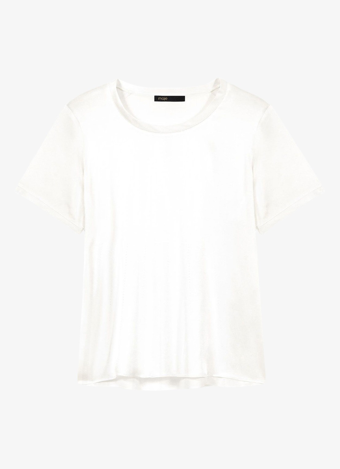 Maje Limeon T-shirt van zijde met ronde hals - voorkant wit