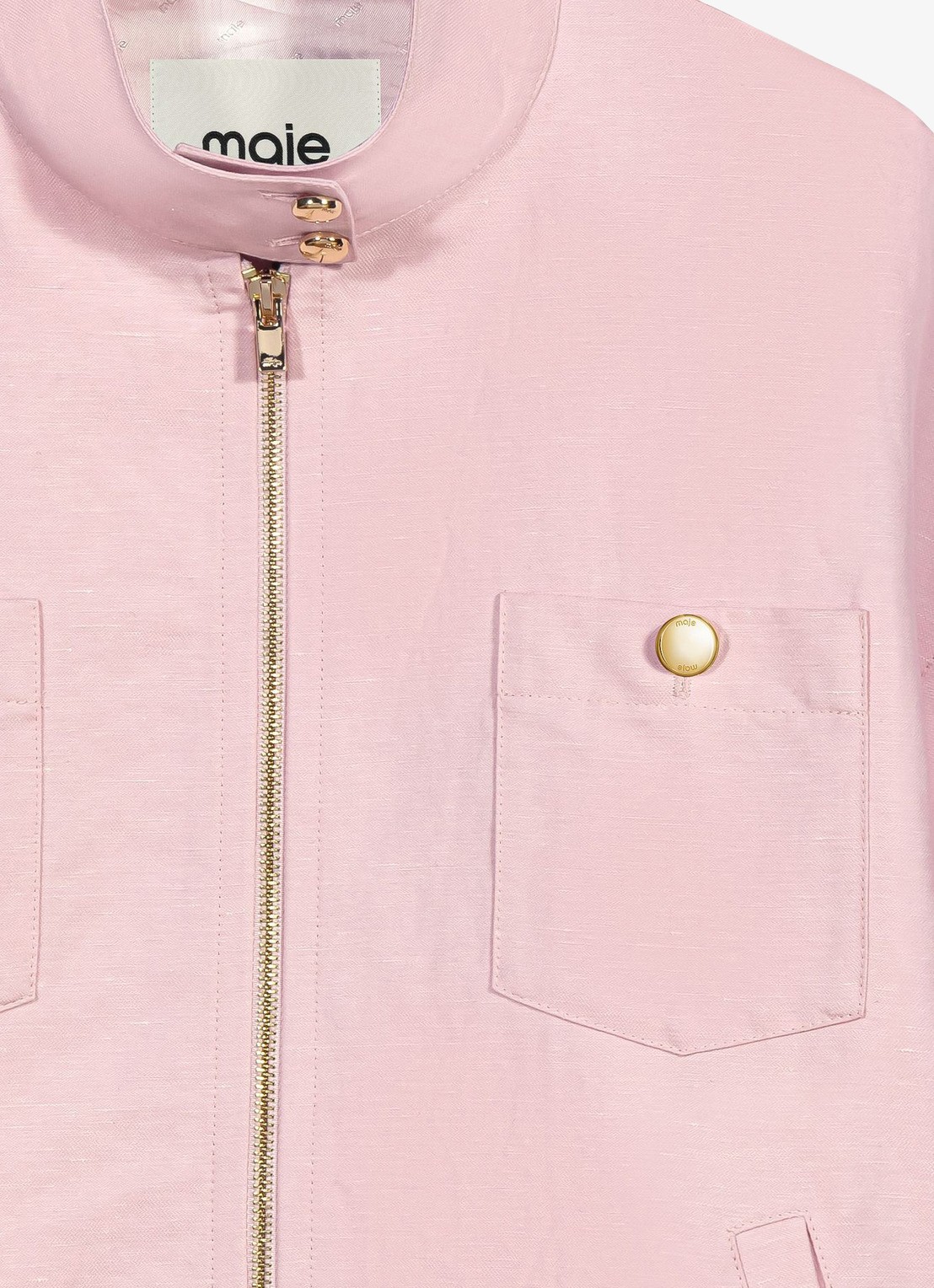 Maje Linnen blend bomberjack - detail 6 roze