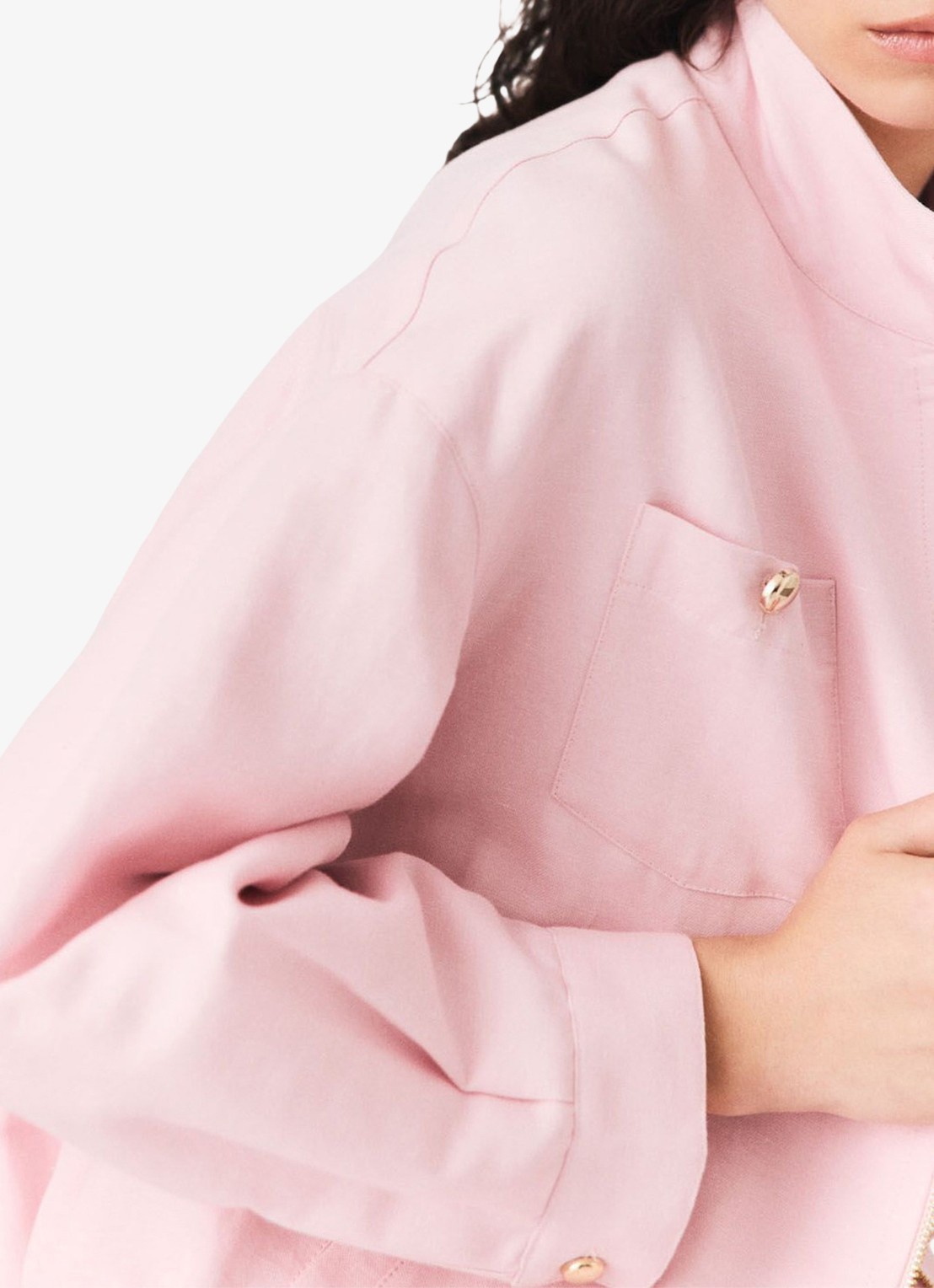 Maje Linnen blend bomberjack - detail 7 roze