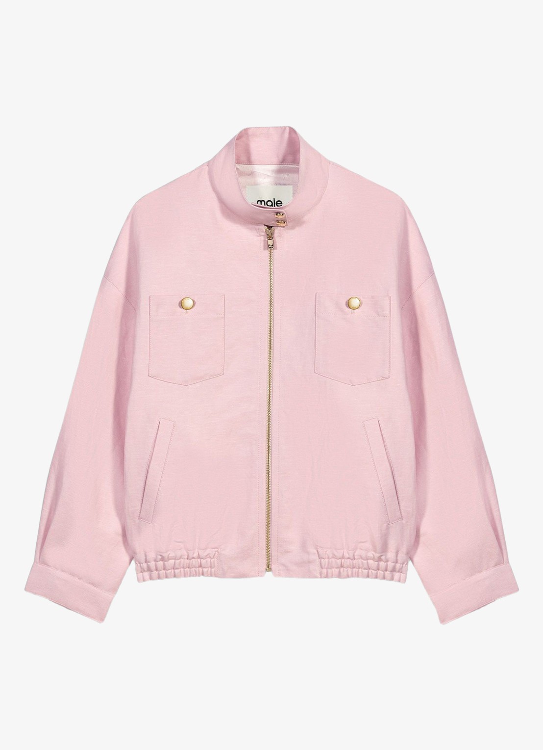 Maje Linnen blend bomberjack - voorkant roze