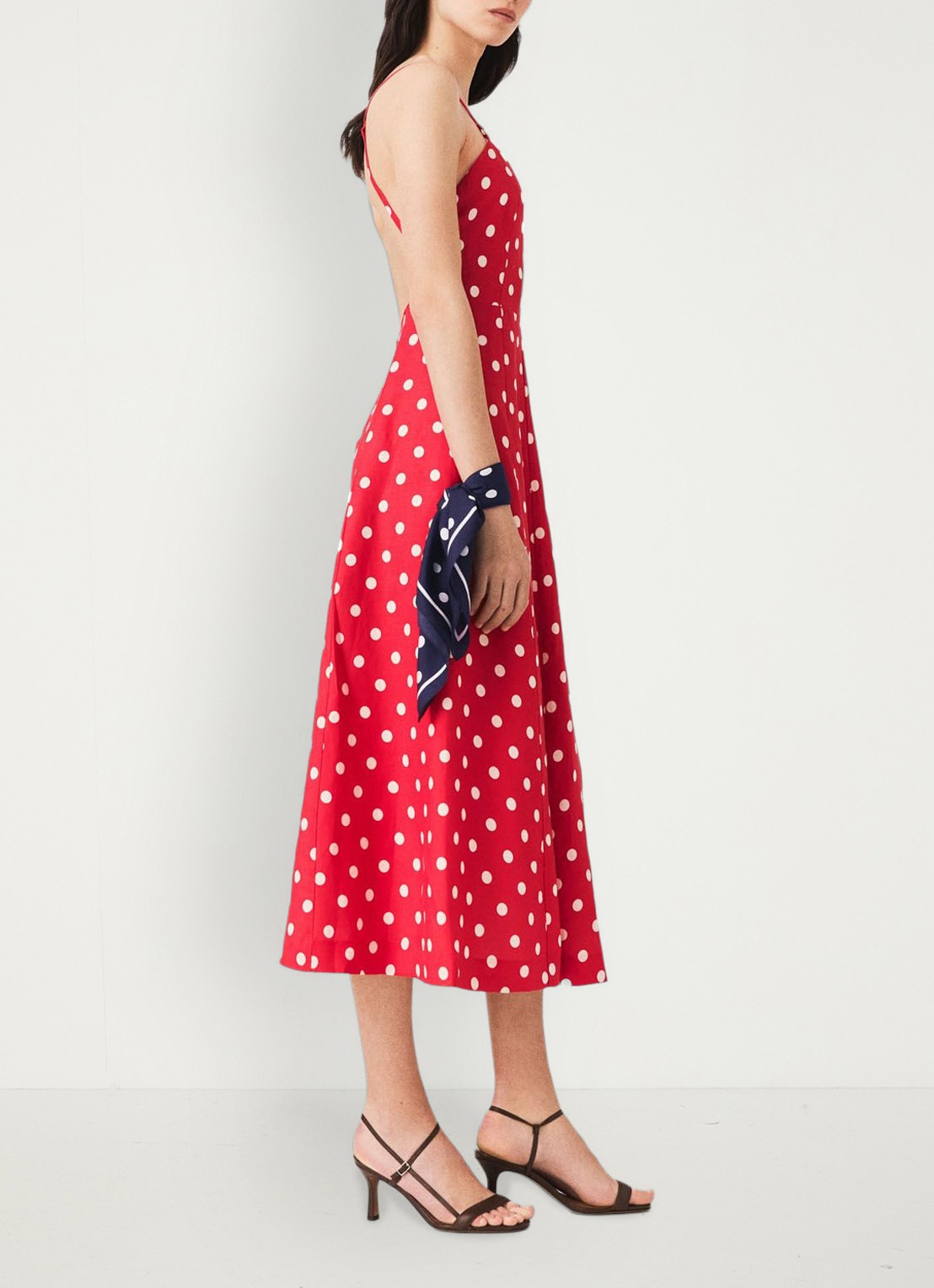 Maje Linnen blend maxi jurk met rugdecolleté - detail 2 rood