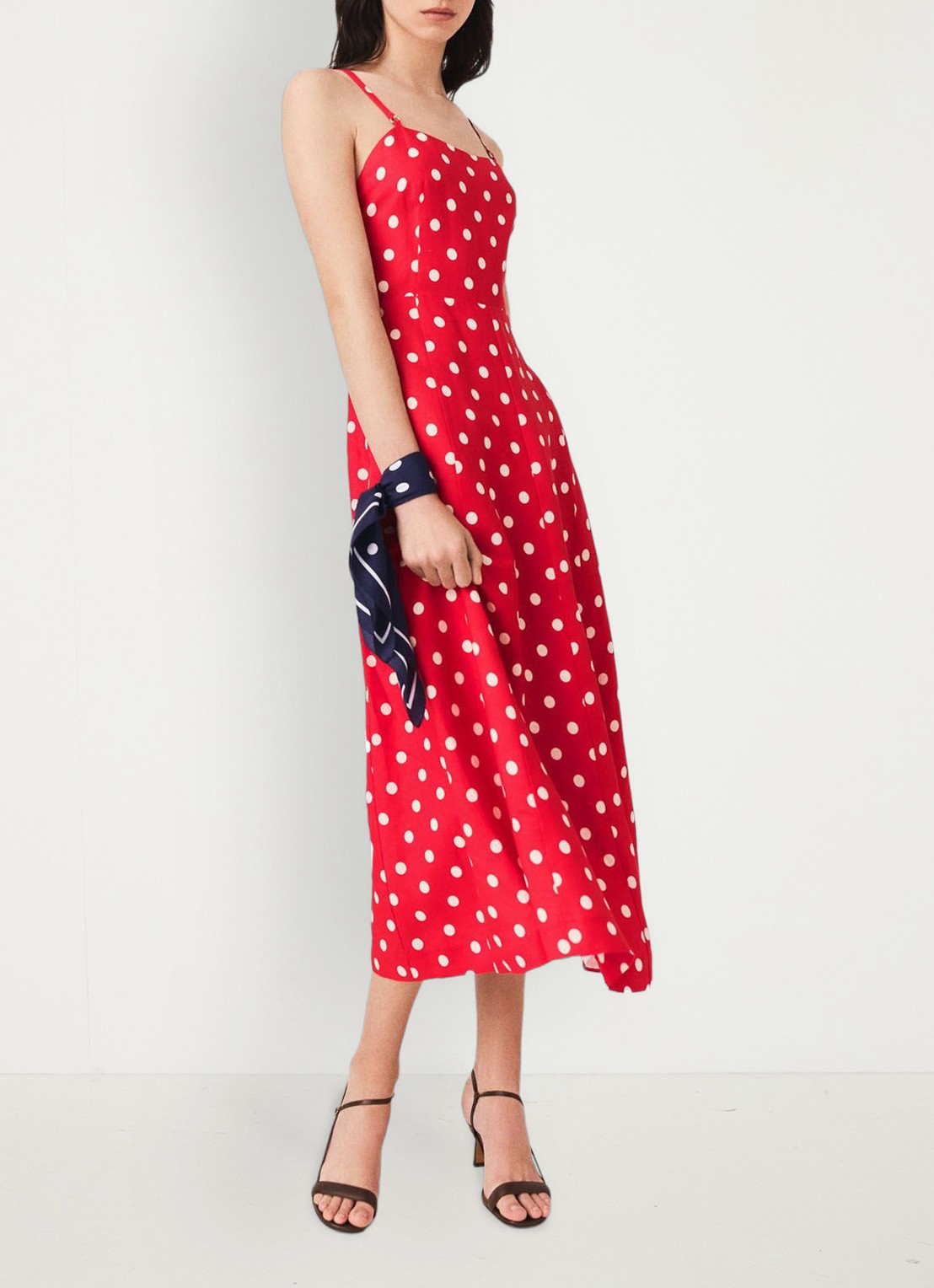 Maje Linnen blend maxi jurk met rugdecolleté - detail 3 rood