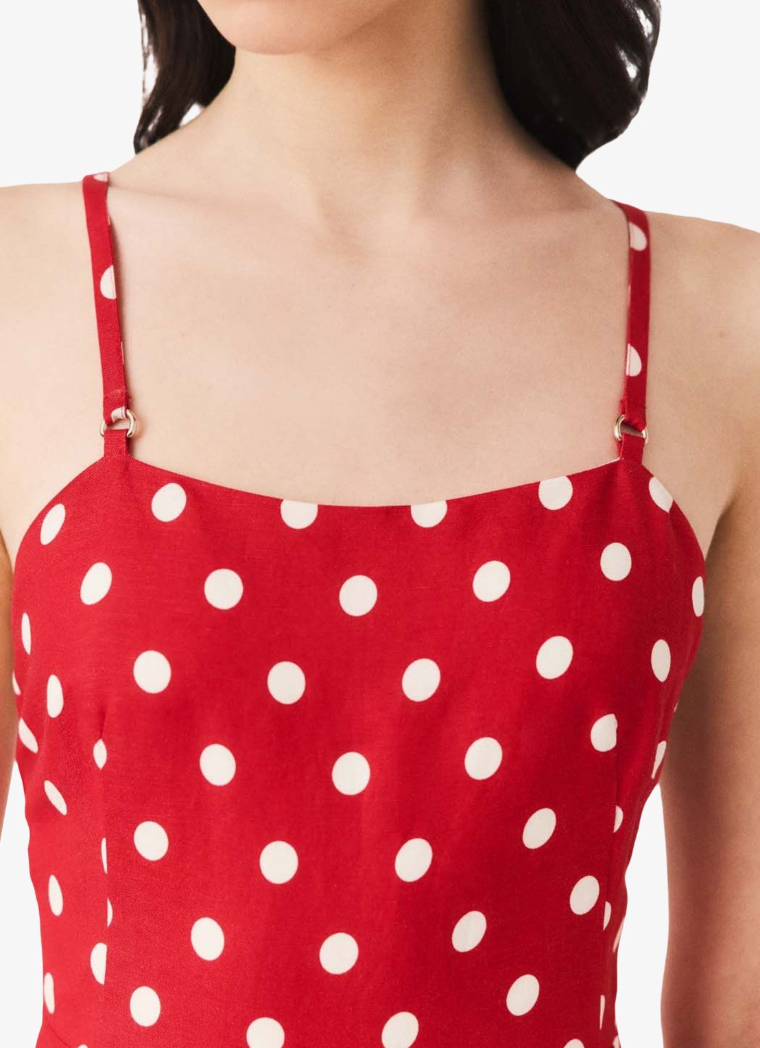 Maje Linnen blend maxi jurk met rugdecolleté - detail 4 rood