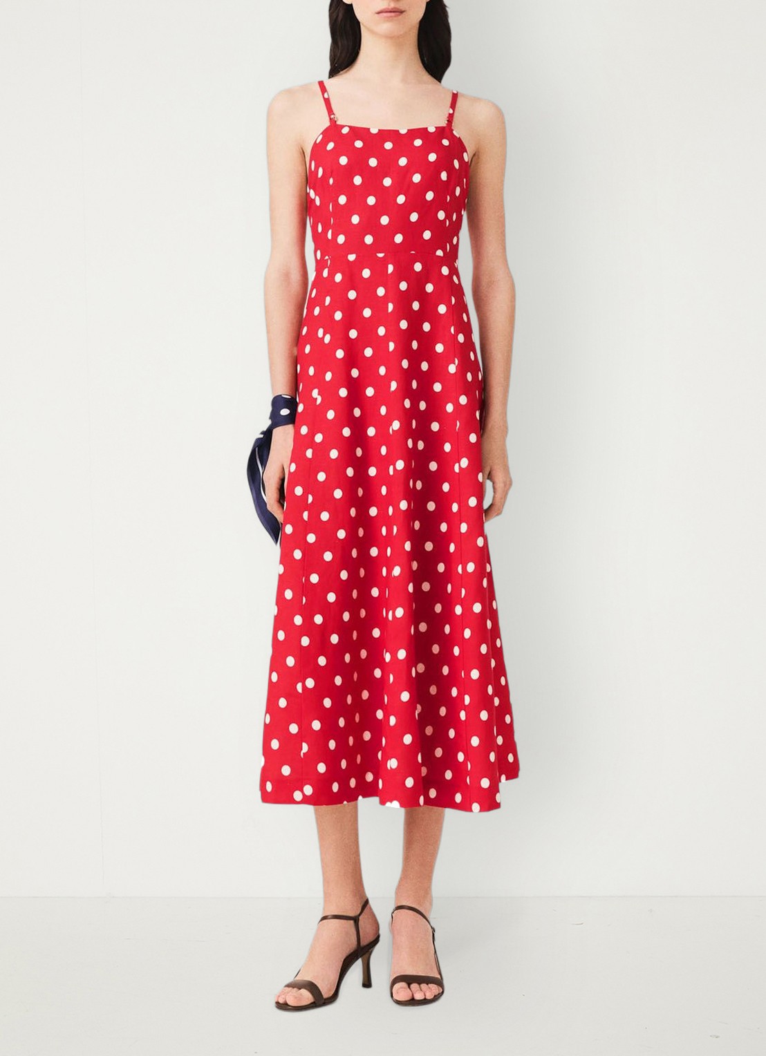 Maje Linnen blend maxi jurk met rugdecolleté - voorkant 7 rood