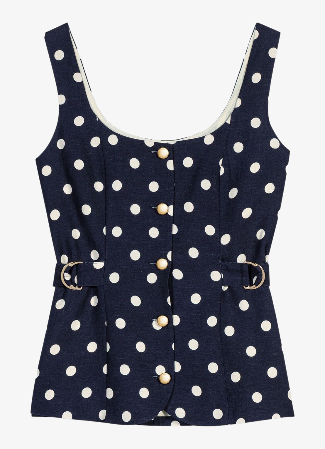 Maje Linnen blend rugdecolleté top - voorkant donkerblauw