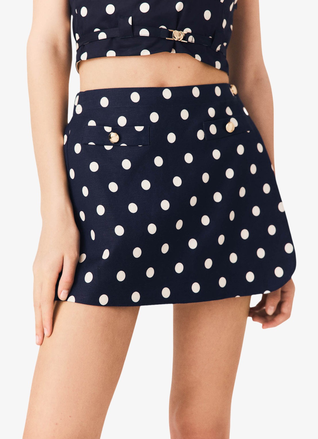 Maje Linnen blend skort - detail 6 donkerblauw