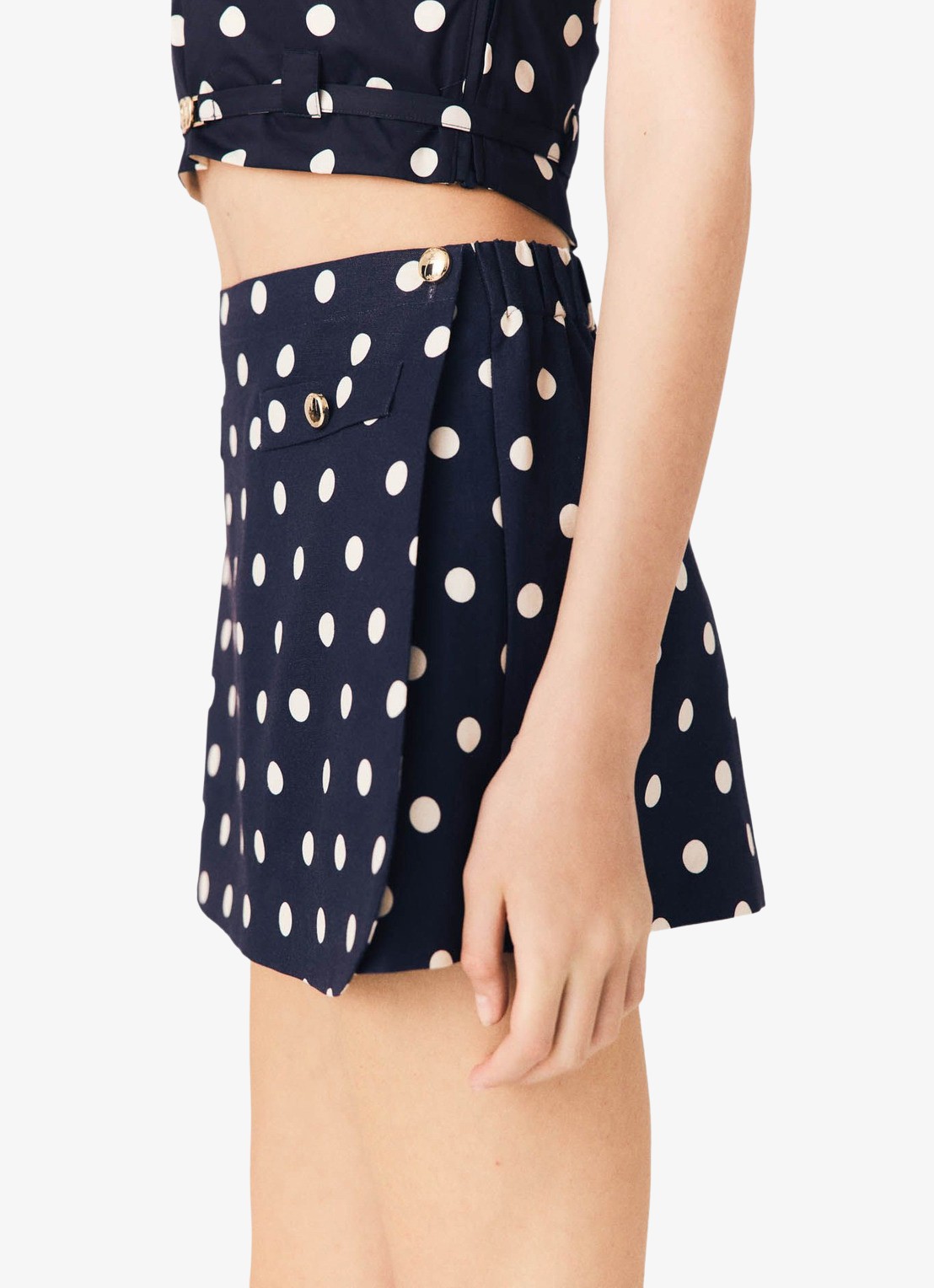 Maje Linnen blend skort - detail 7 donkerblauw