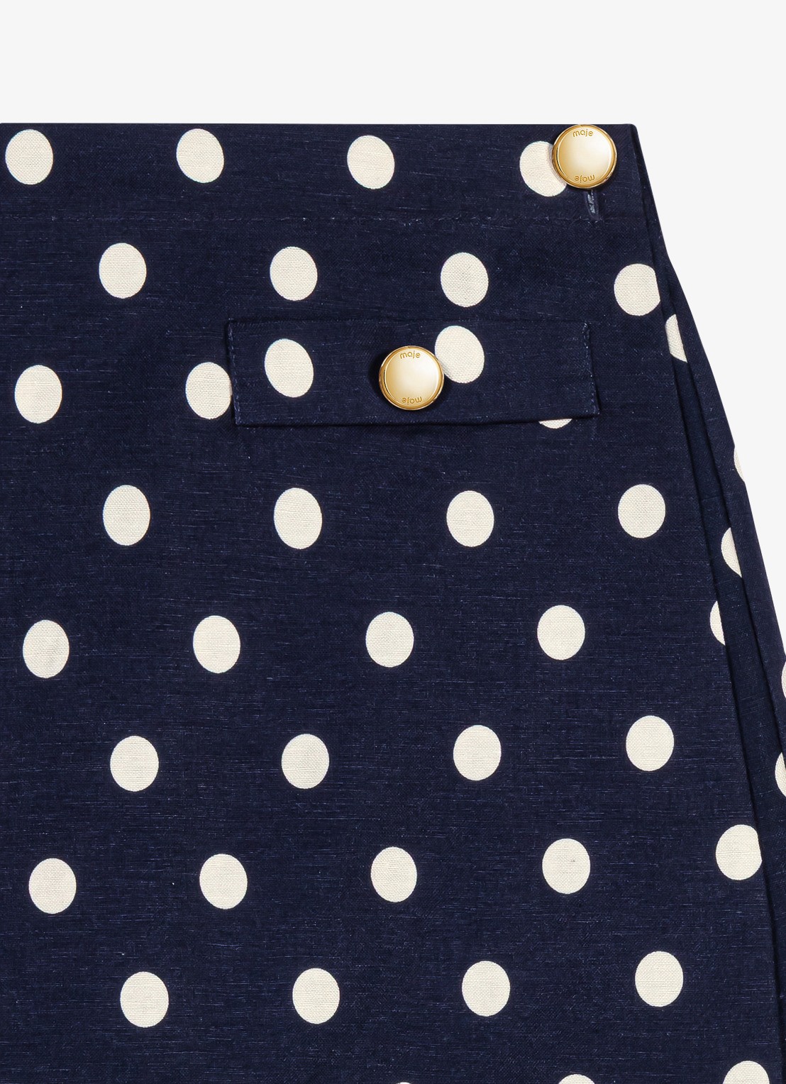 Maje Linnen blend skort - detail 8 donkerblauw