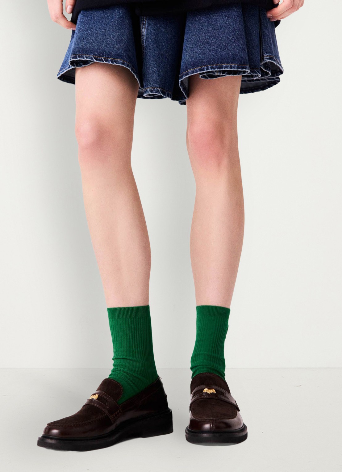 Maje Loafer van leer - detail donkerbruin