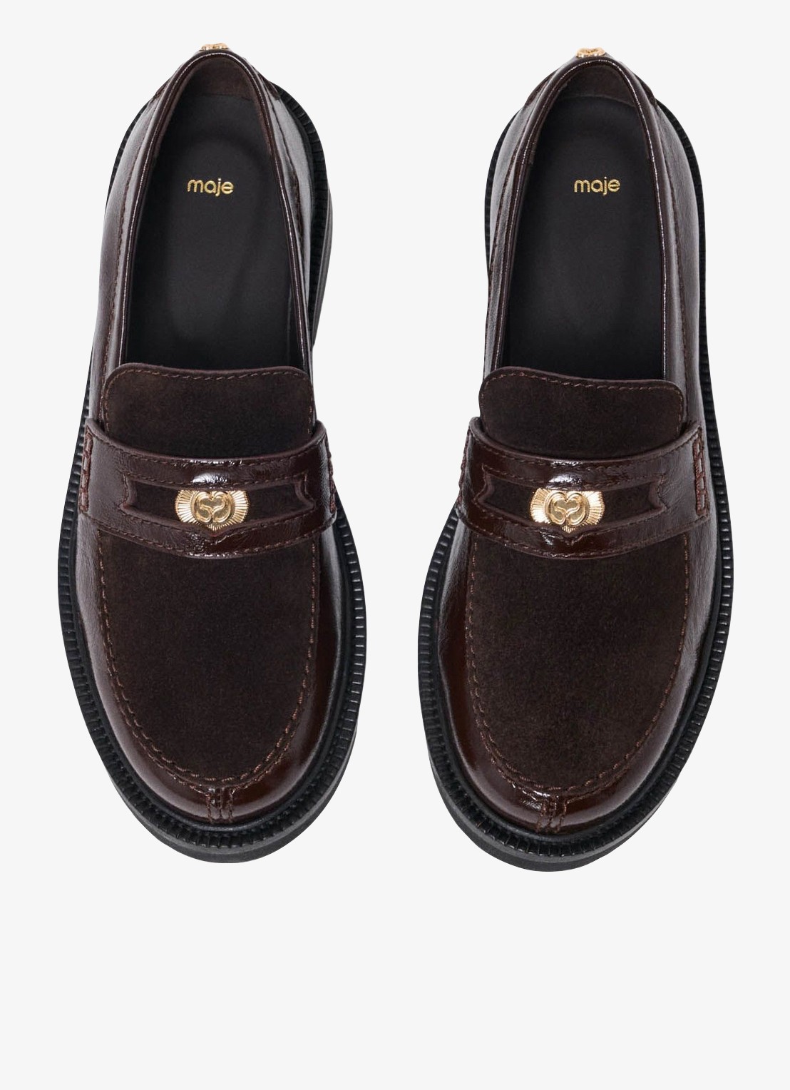 Maje Loafer van leer - detail 2 donkerbruin