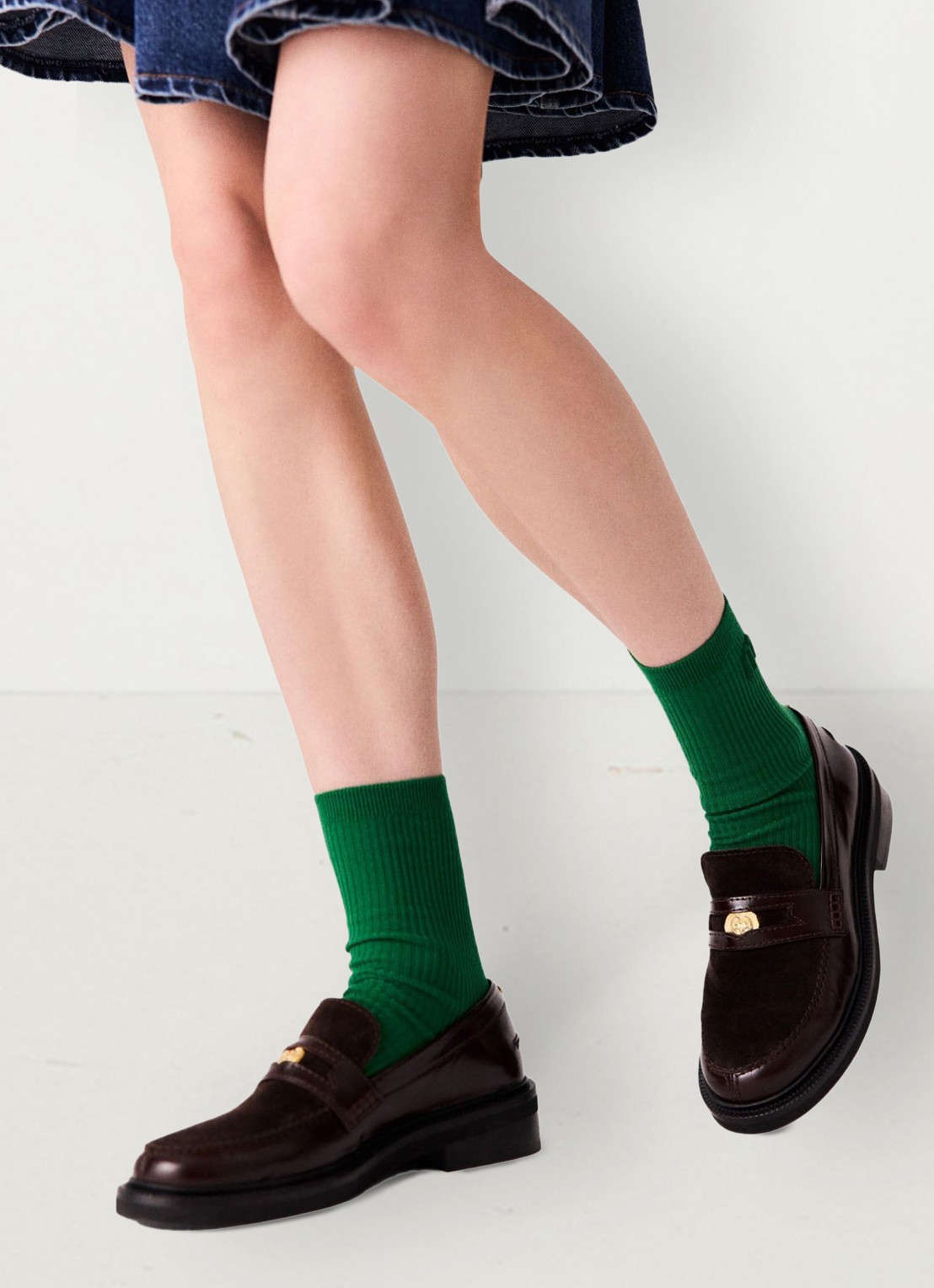 Maje Loafer van leer - detail 3 donkerbruin