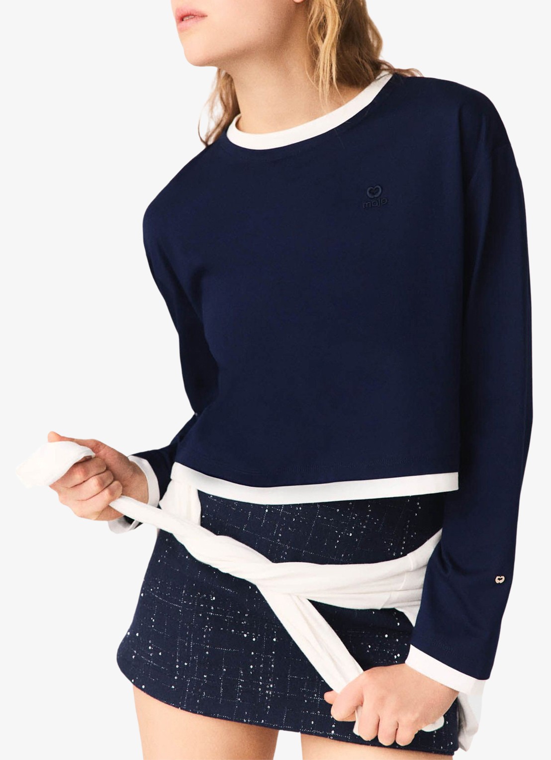 Maje Longsleeve met logoborduring - detail 4 donkerblauw