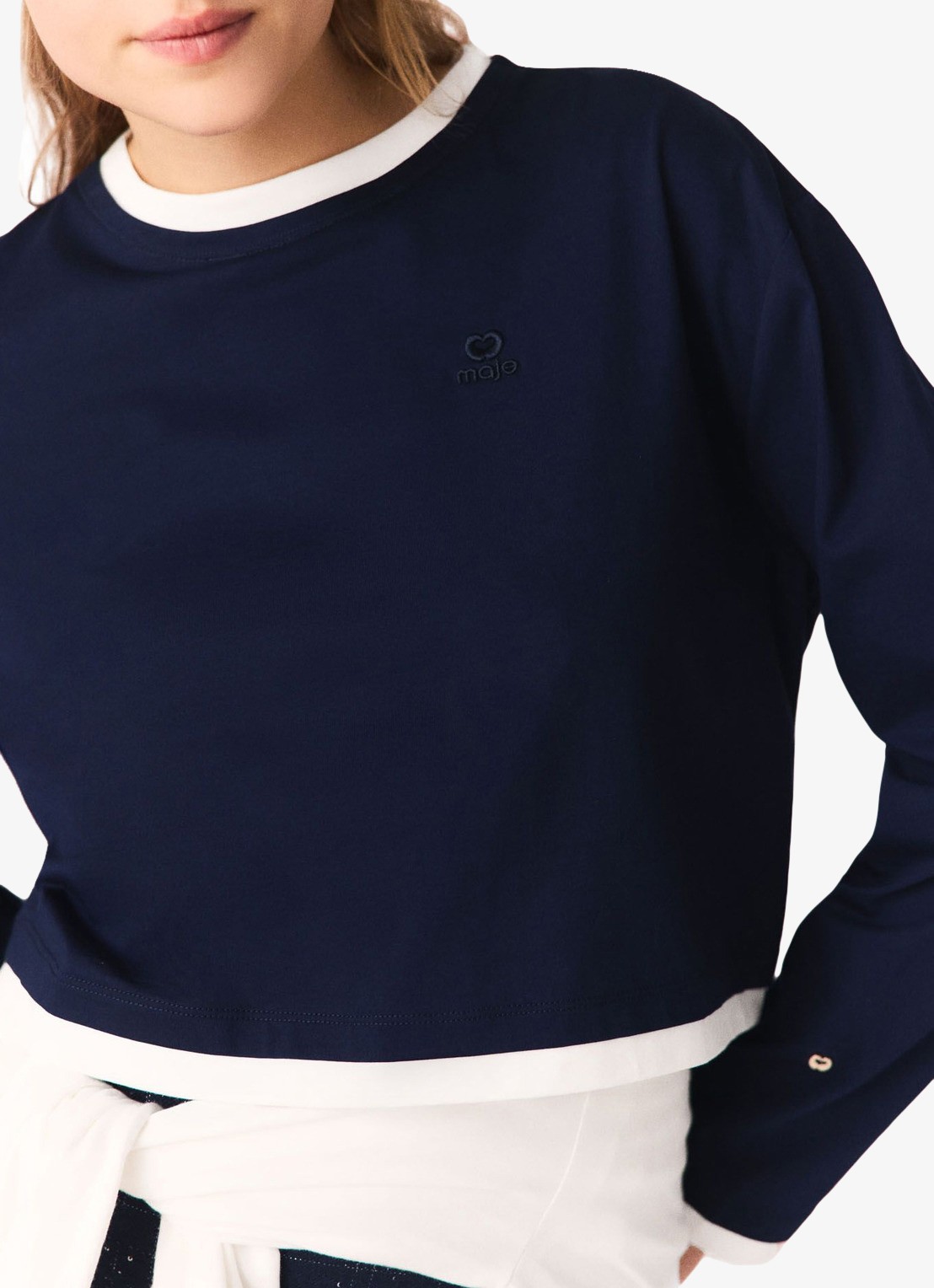 Maje Longsleeve met logoborduring - detail 5 donkerblauw