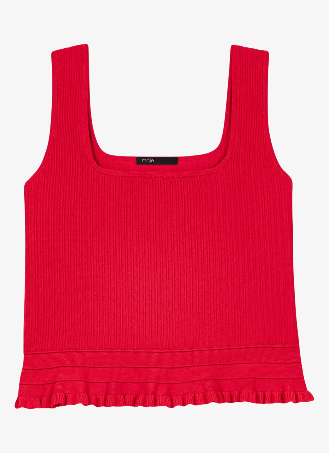 Maje Lulett tanktop met ribstructuur - voorkant 6 steenrood