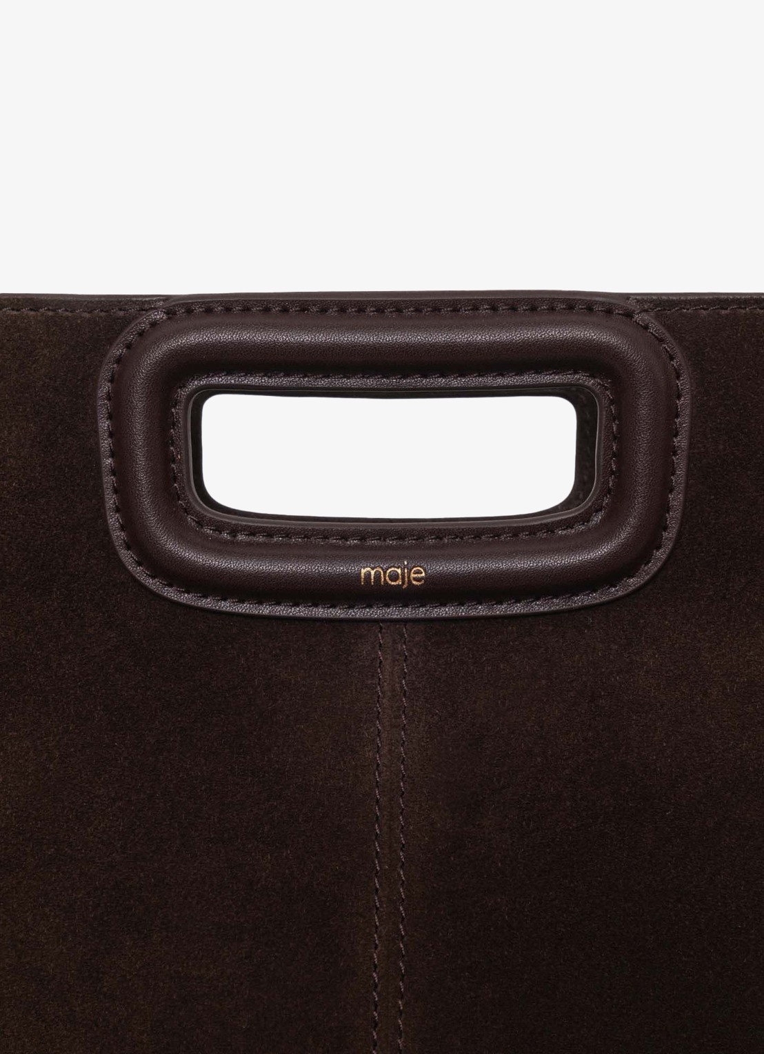 Maje M crossbodytas van suède - detail 3 donkerbruin