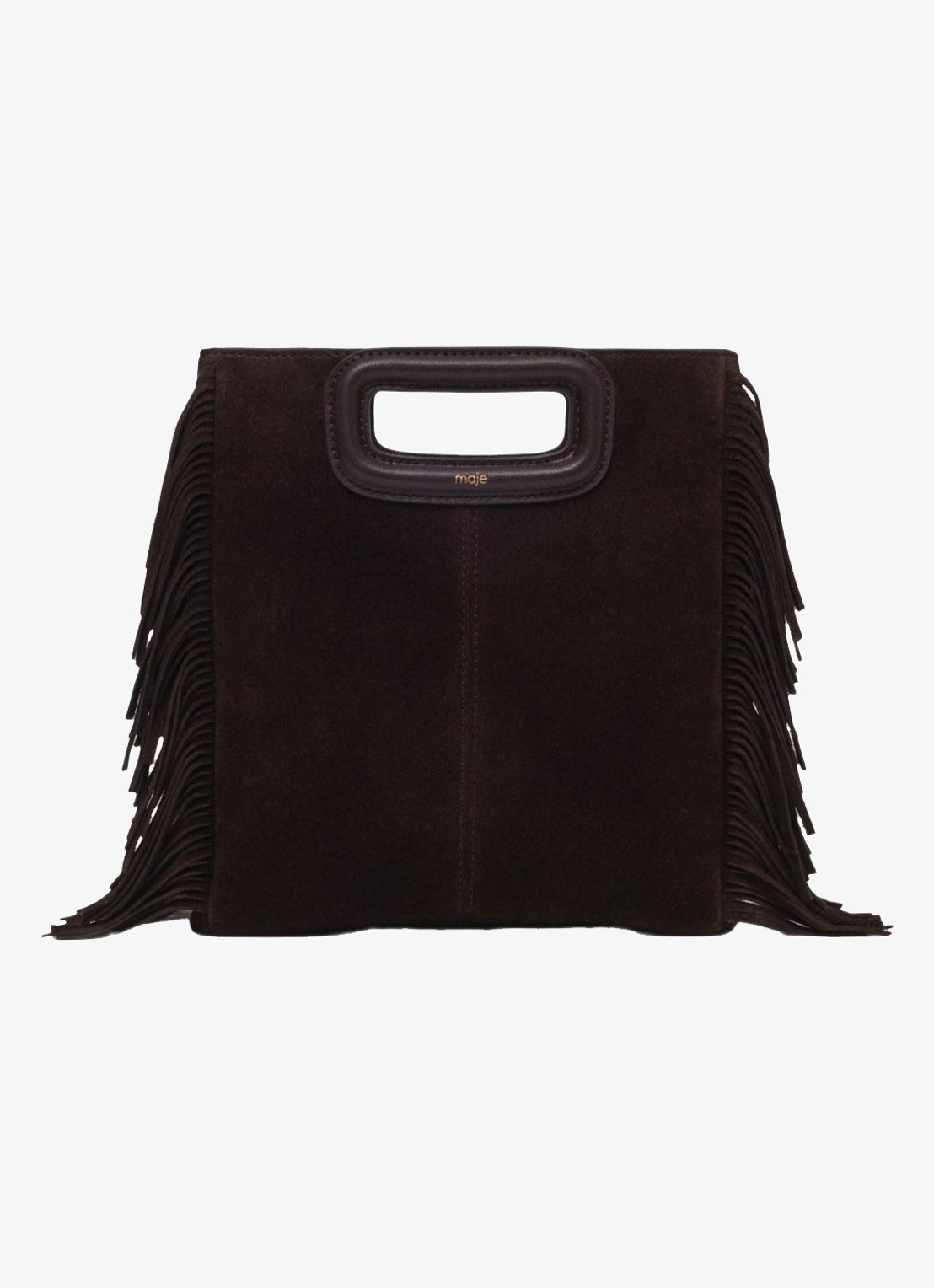 Maje M crossbodytas van suède - voorkant 5 donkerbruin