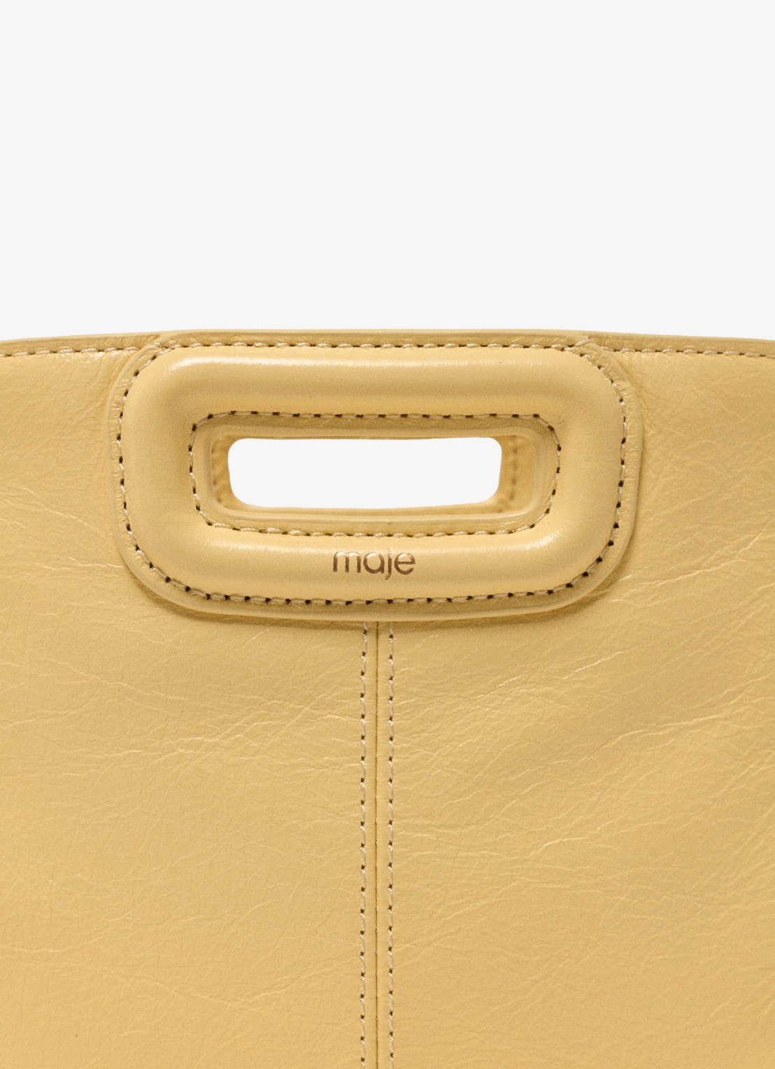 Maje M Mini City handtas van leer met franjes  - detail 6 geel