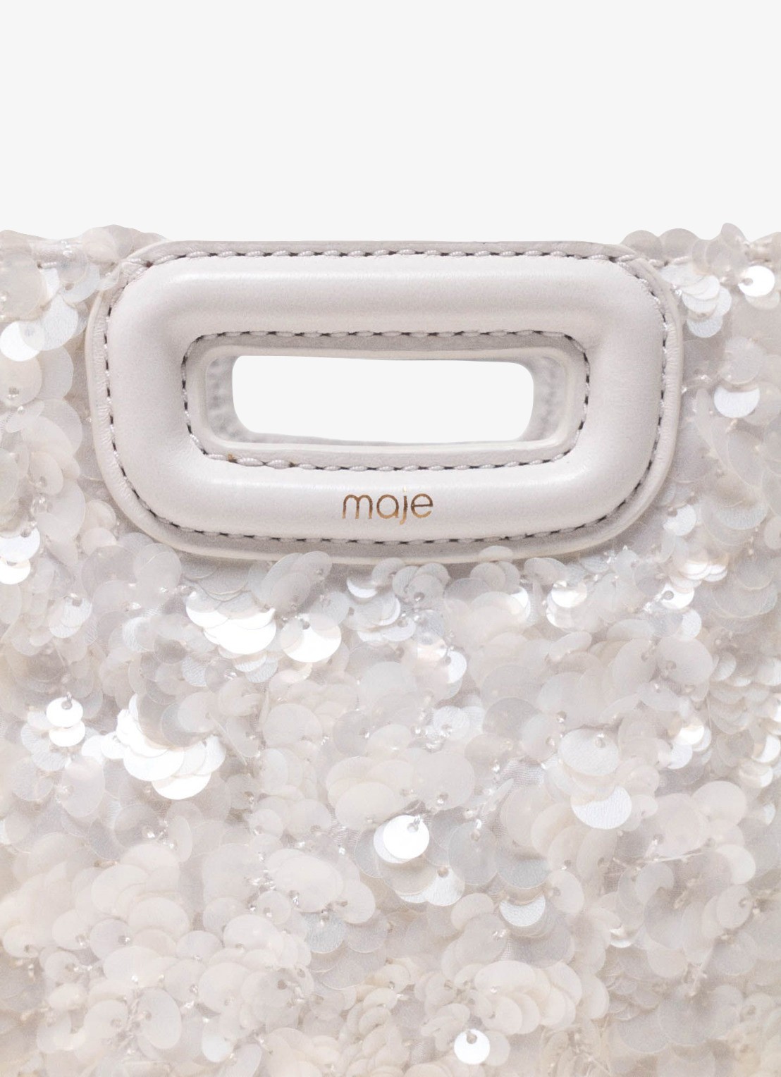 Maje M Mini clutch van schapenleer met pailletten - detail 4 wit