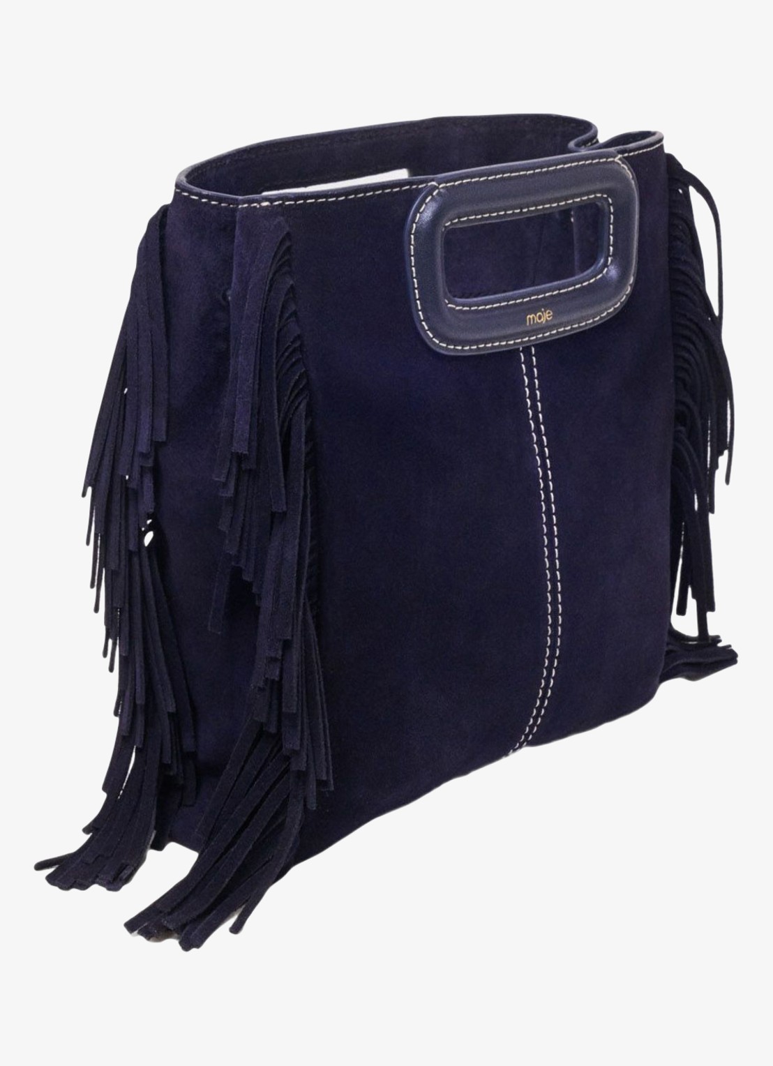 Maje M tas van getikte suède - detail marineblauw