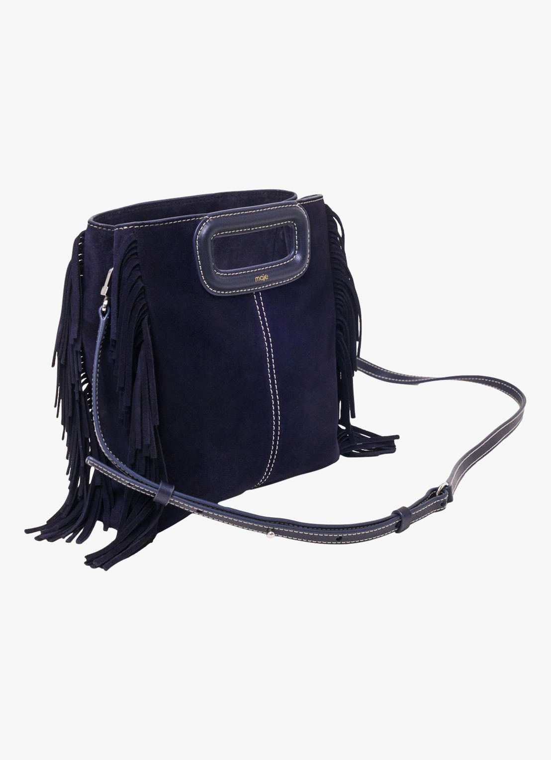 Maje M tas van getikte suède - detail 4 marineblauw