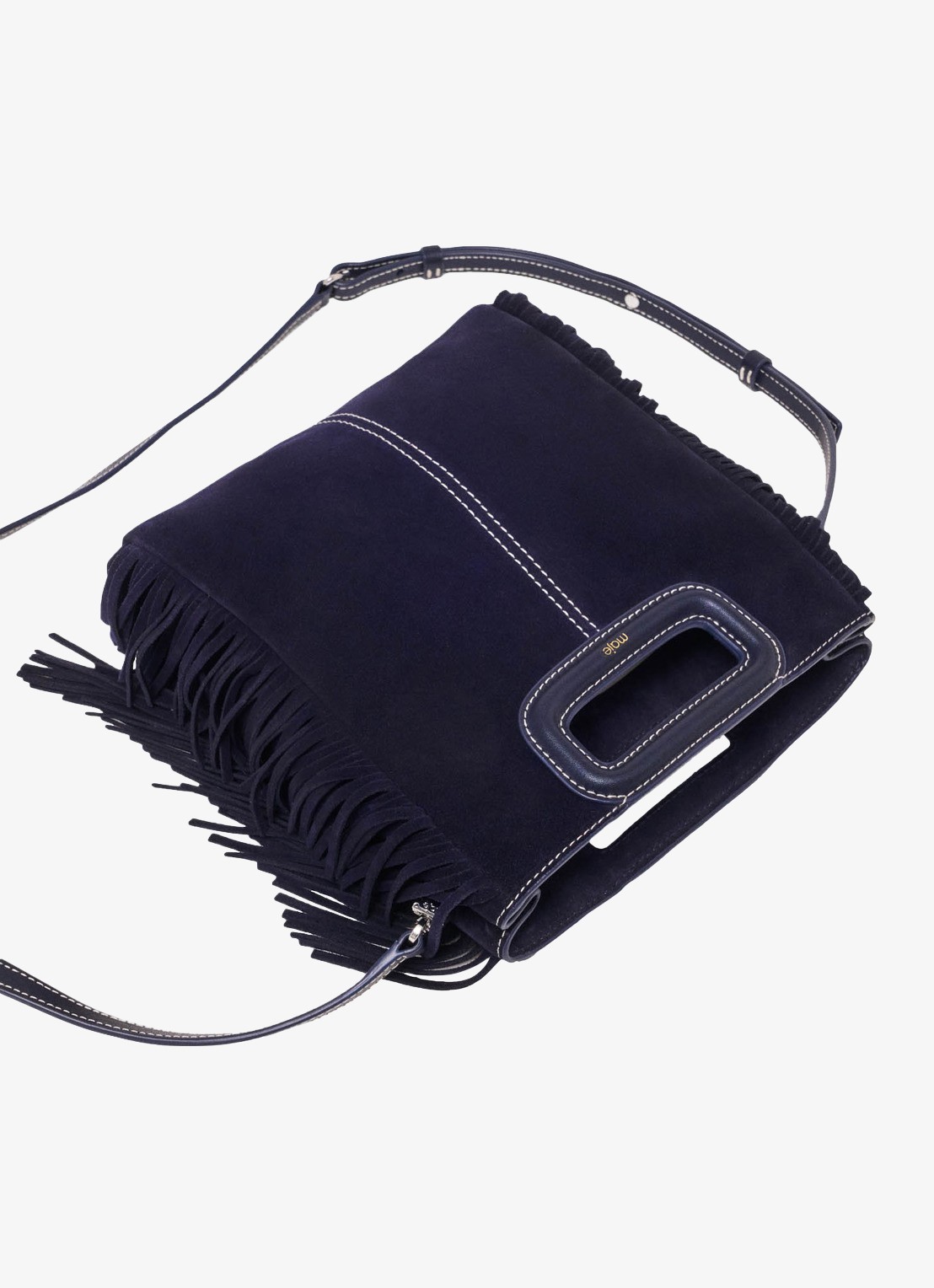 Maje M tas van getikte suède - detail 5 marineblauw