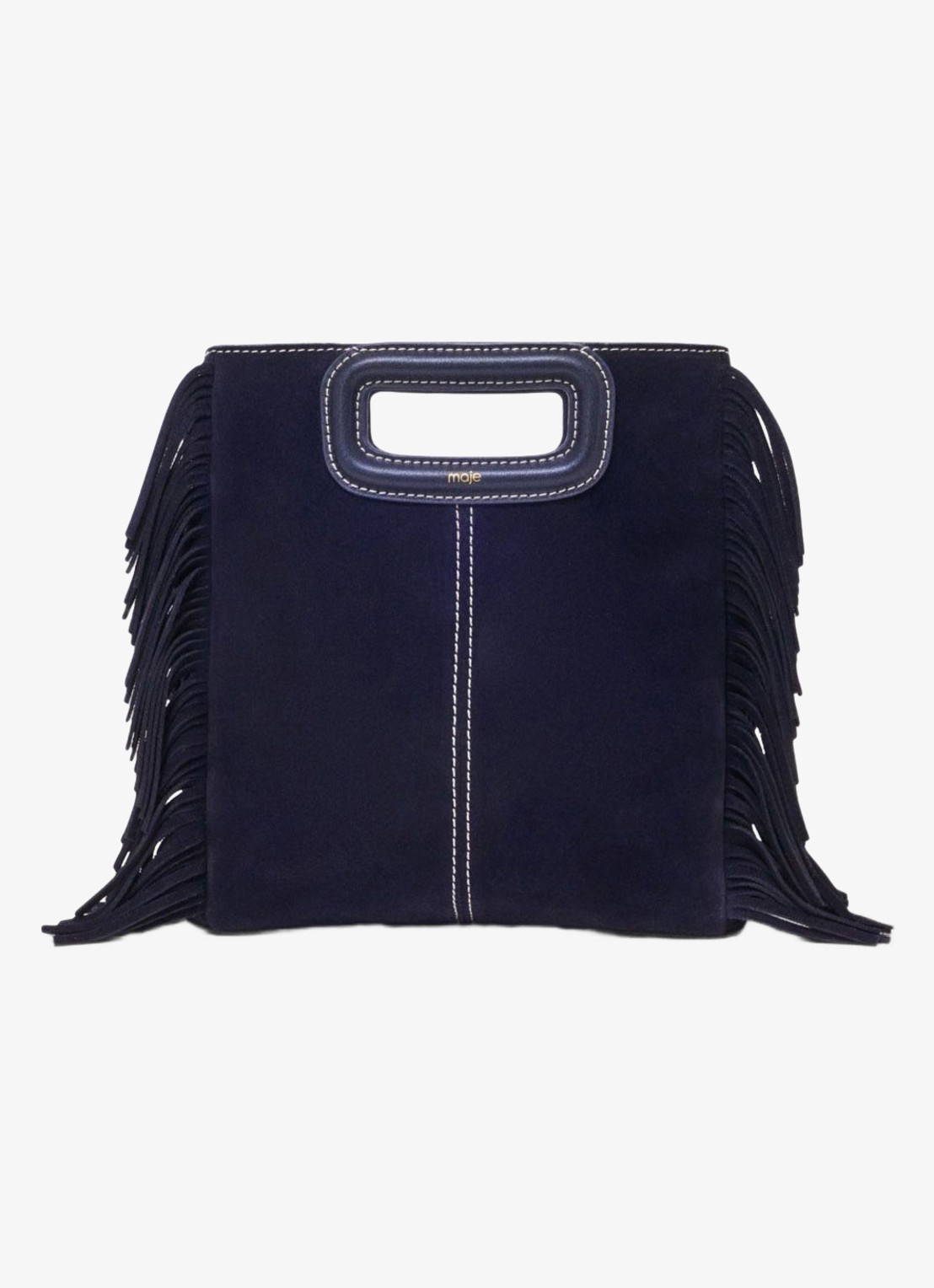 Maje M tas van getikte suède - voorkant 6 marineblauw